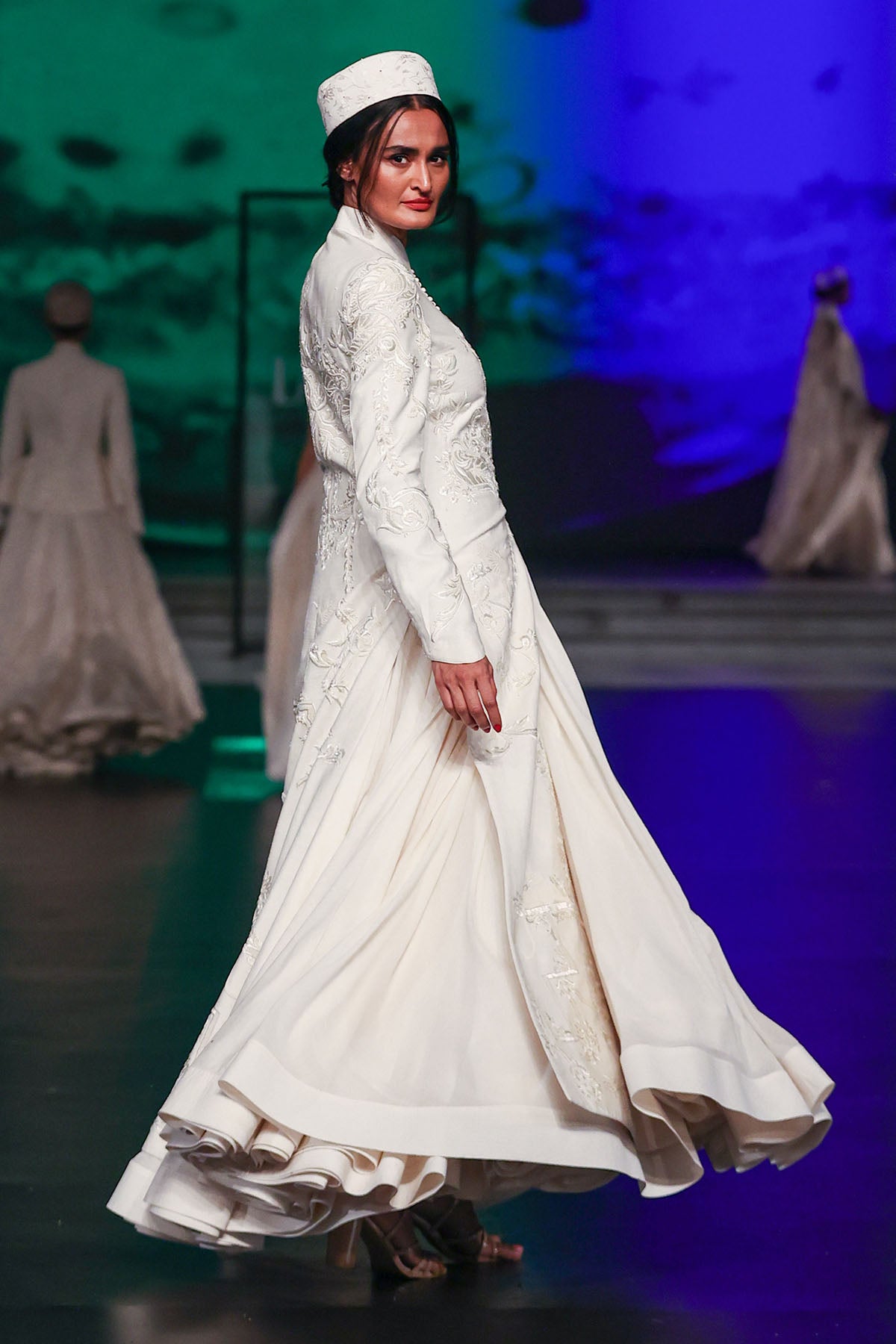 Matka Silk Slit Long Jacket With Resham Embroidery