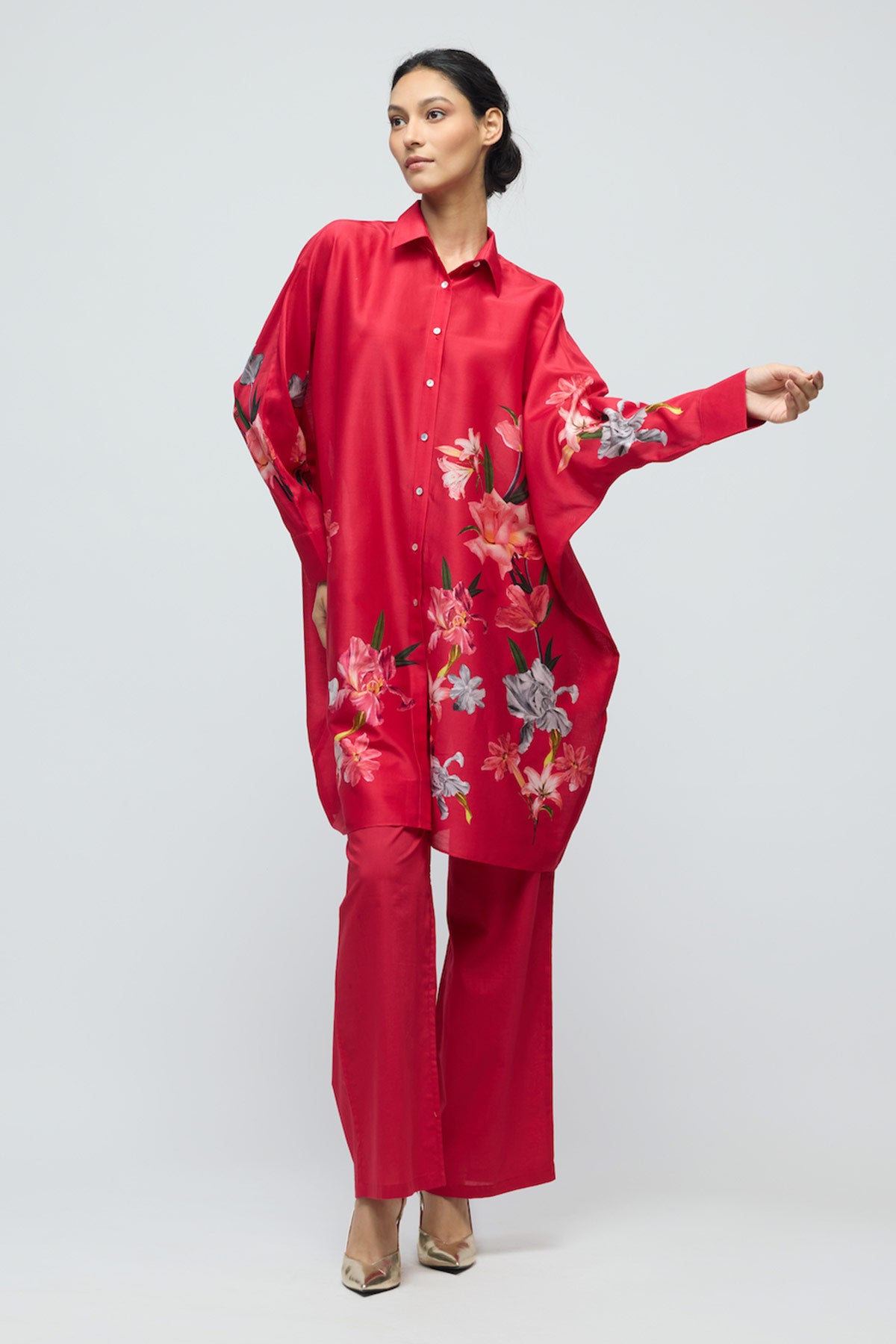 Floral printed Chanderi Tunic