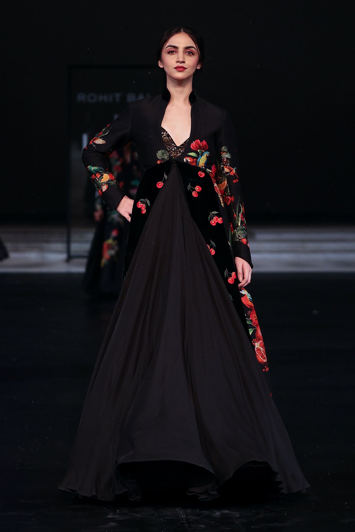 Long Printed Jacket With Inner Anarkali