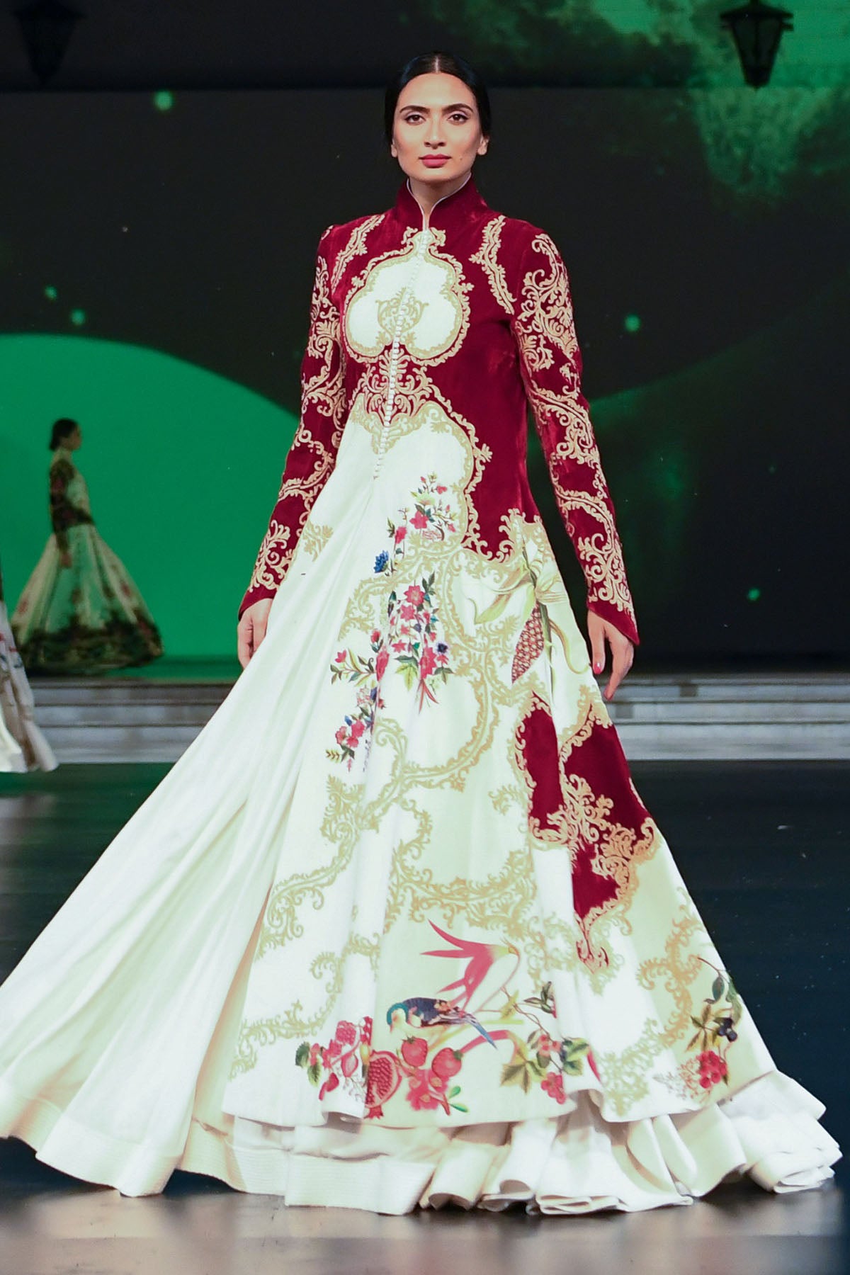 Embroidered Velvet & Matka Silk Longline Jacket