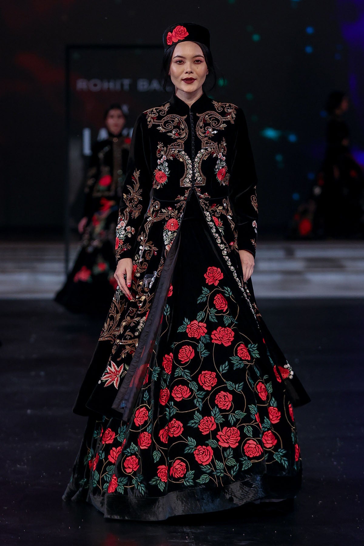 Velvet Silk Long Jacket With Embroidery