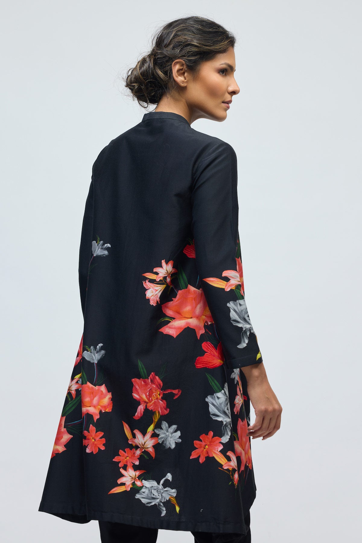 Floral printed Chanderi Tunic Set with Voile Pant