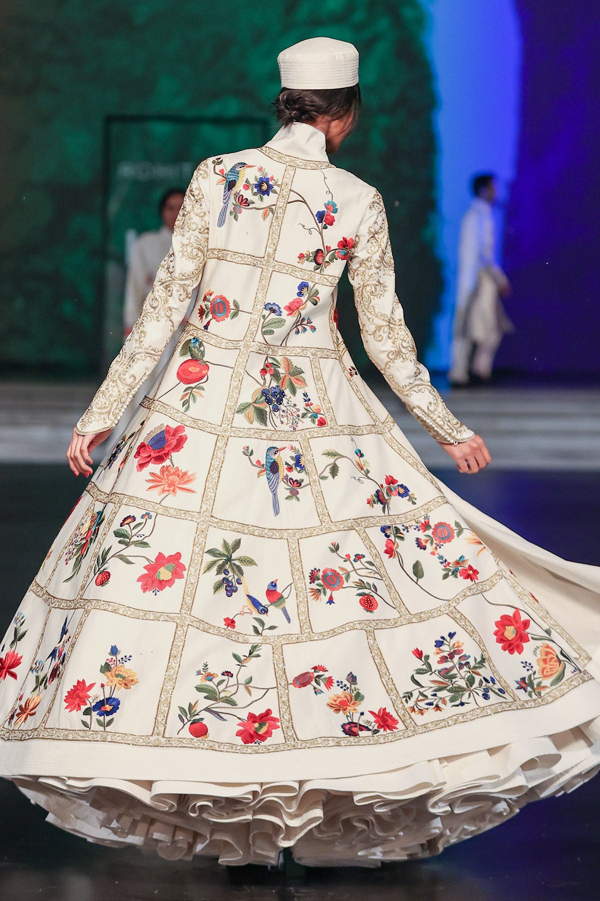 Chanderi Long Jacket With Floral Embroidery
