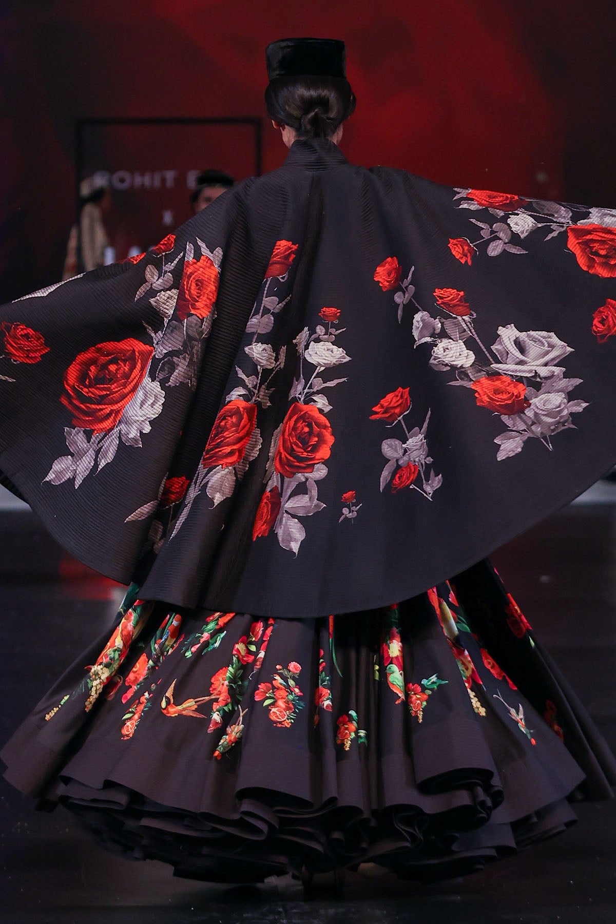 Chanderi Embroidery Floral Print Cape and Anarkali Set