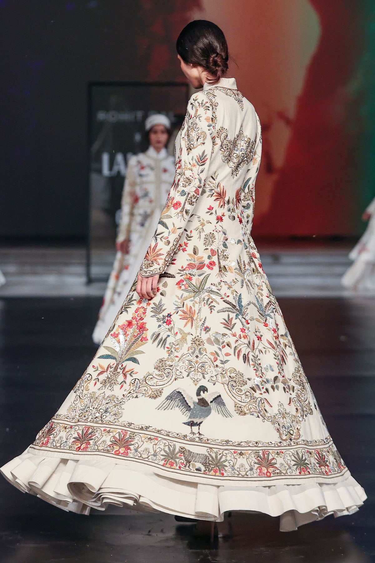 Matka Silk Long Jacket With Floral Embroidered