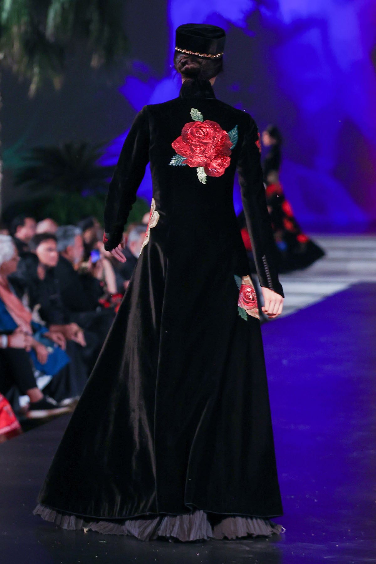 Velvet Long Jacket With Embroidery
