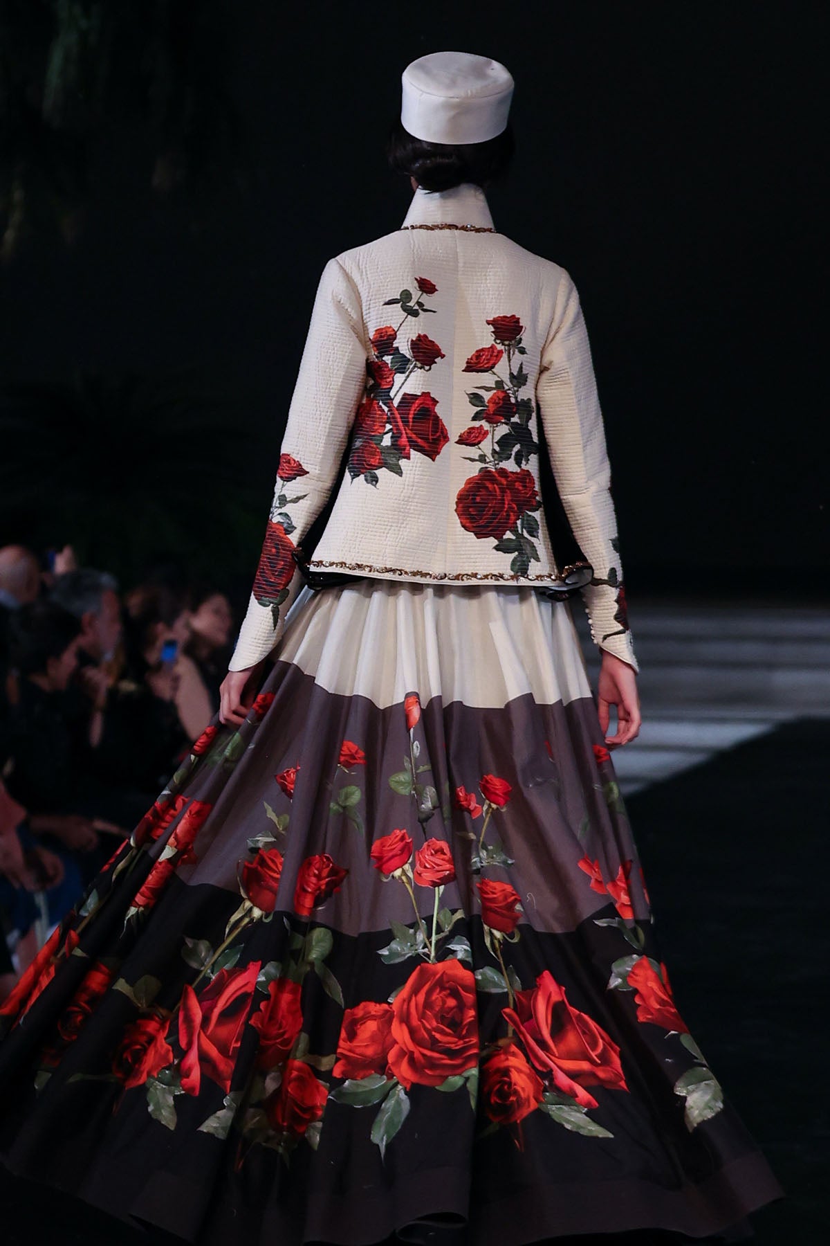 Chanderi Floral Quilted Short Jacket & Color Block Skirt