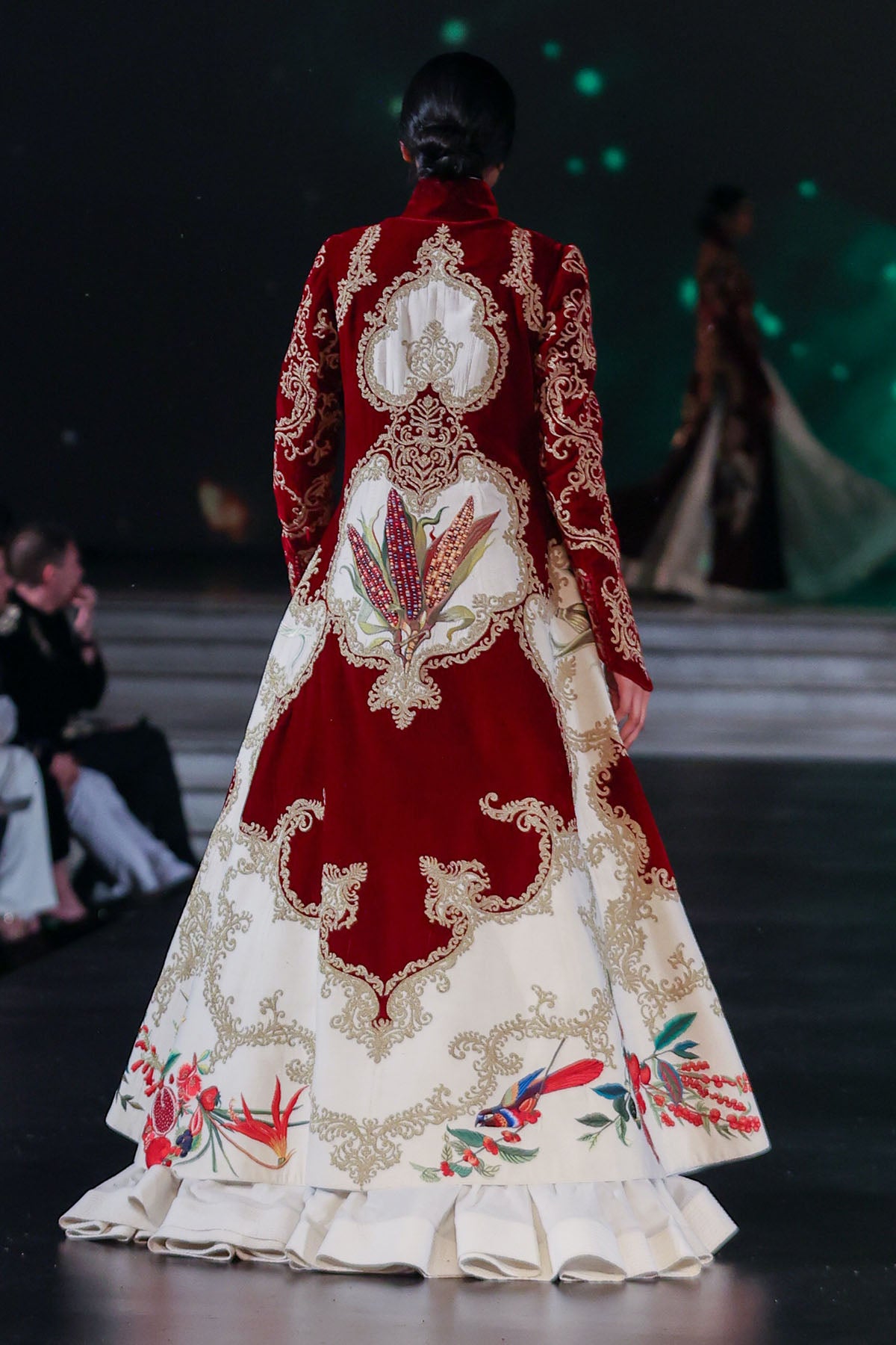 Embroidered Velvet & Matka Silk Longline Jacket