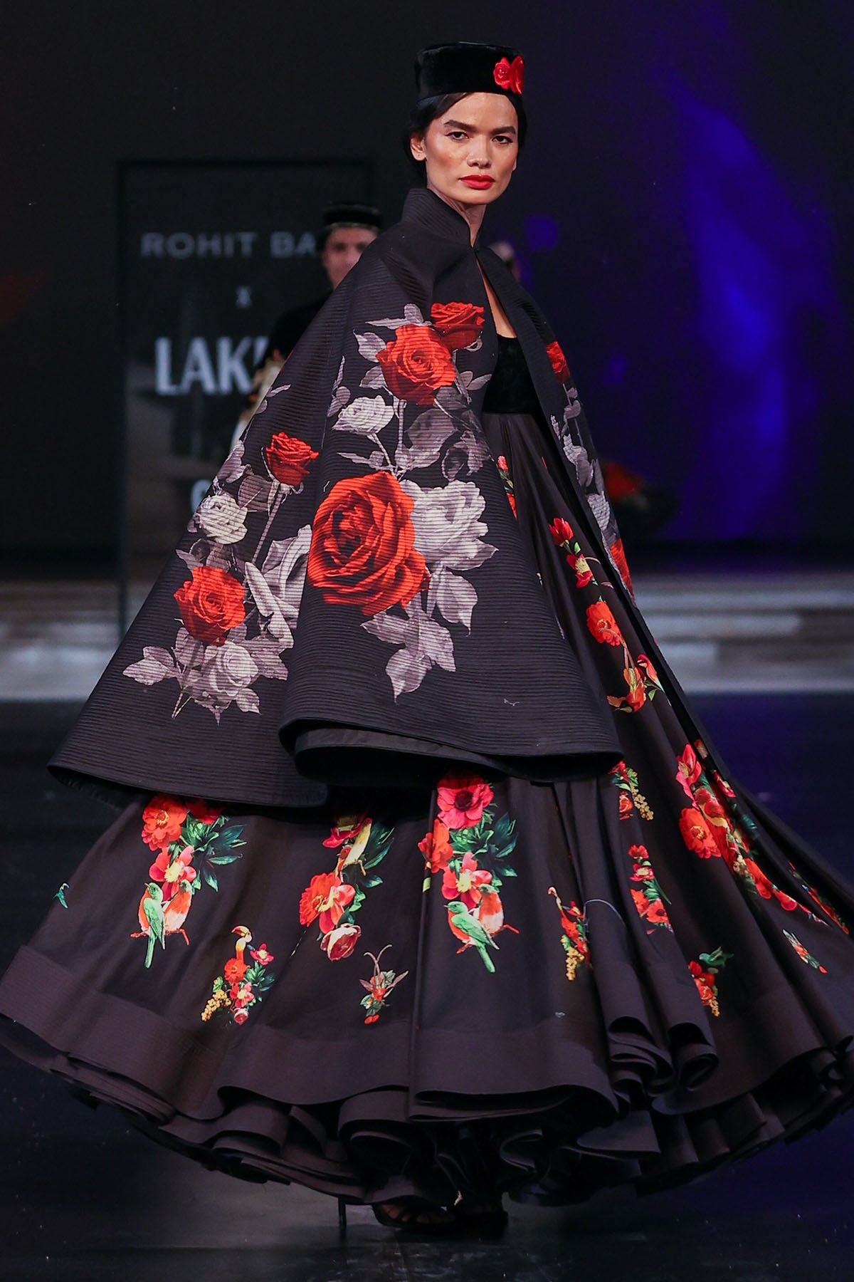 Chanderi Embroidery Floral Print Cape and Anarkali Set
