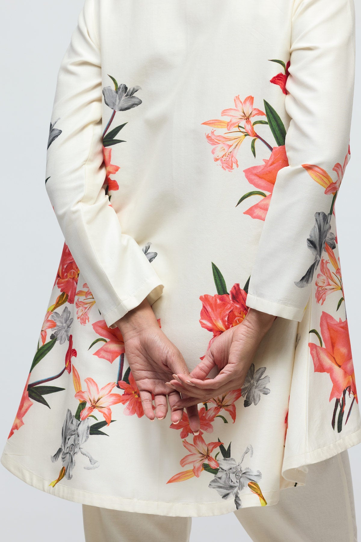 Floral printed Chanderi Tunic Set with Voile Pant