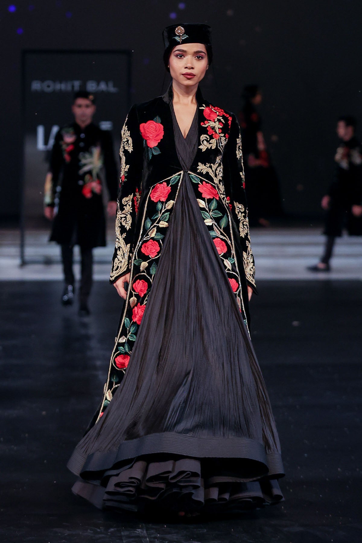 Velvet Silk Long Jacket With Embroidery