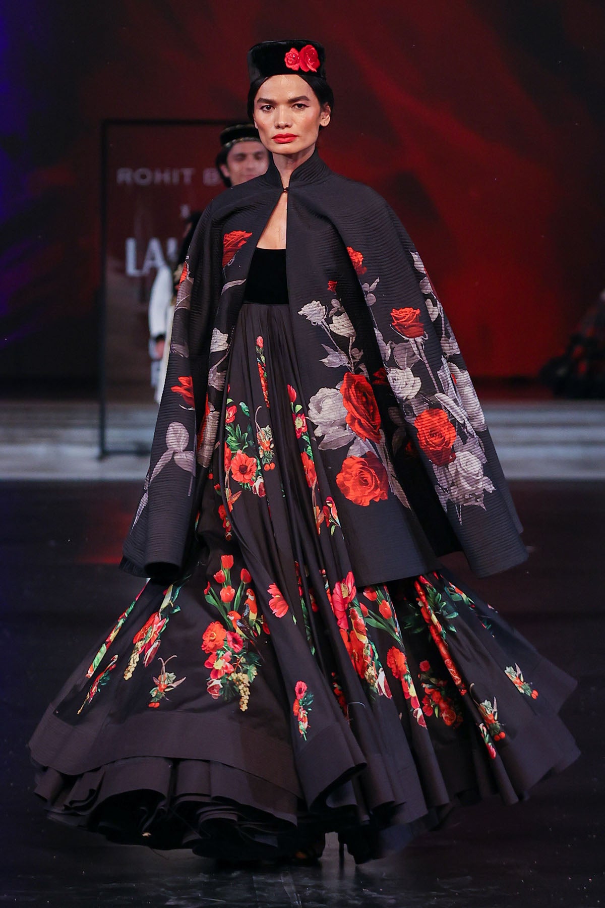 Chanderi Embroidery Floral Print Cape and Anarkali Set
