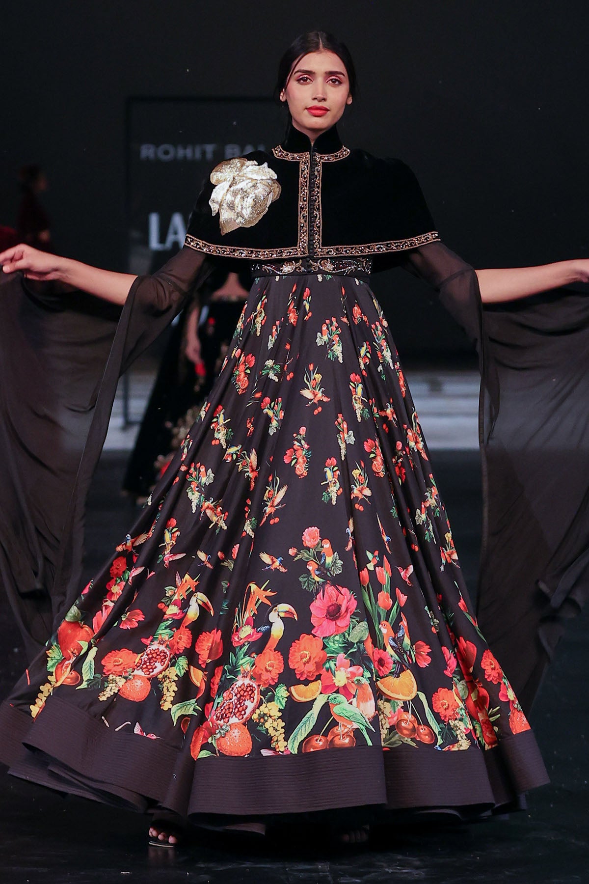 Velvet Cape With Chanderi Anarkali Set