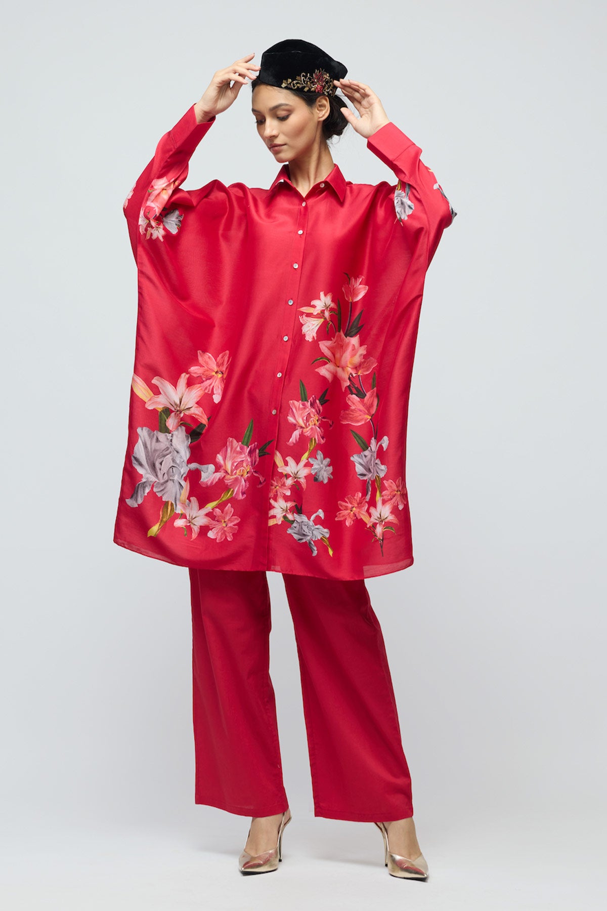 Floral printed Chanderi Tunic