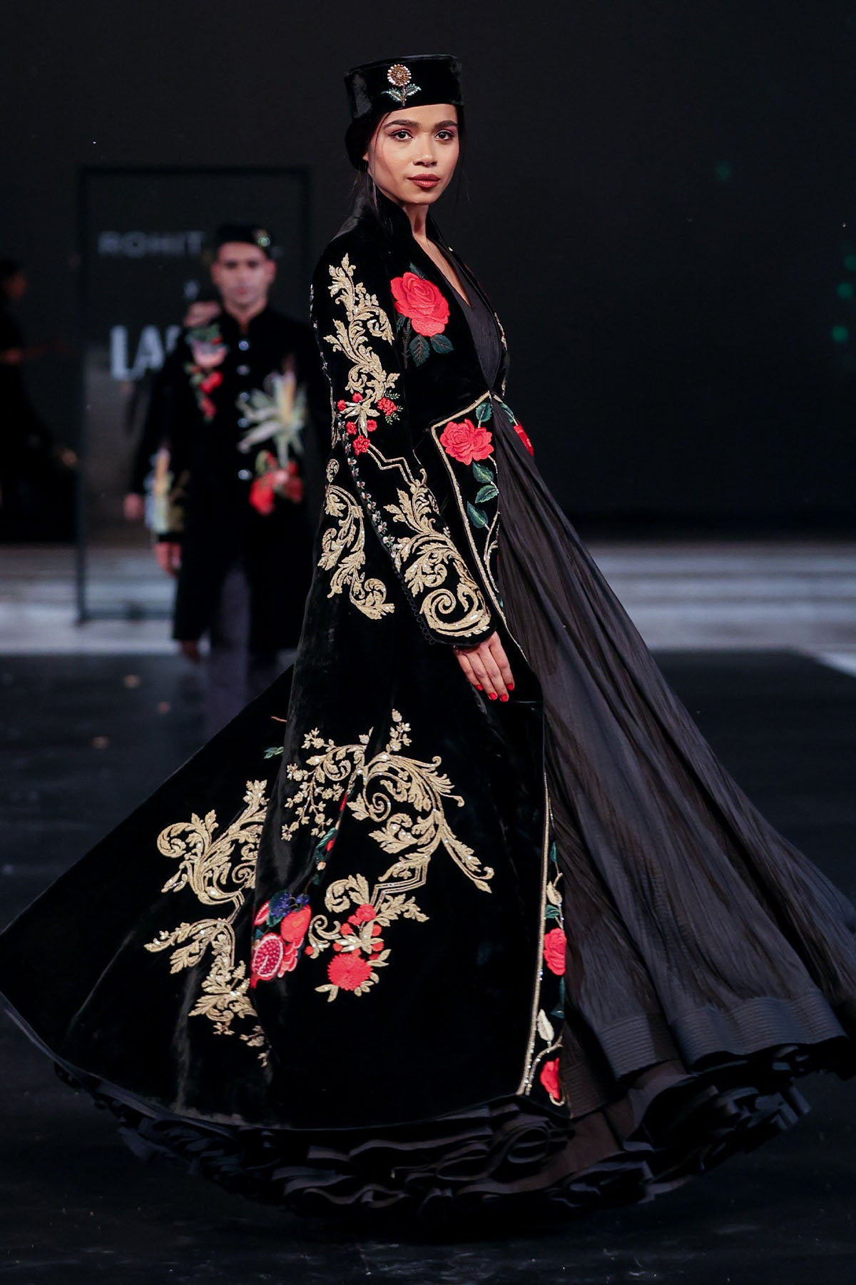 Velvet Silk Long Jacket With Embroidery