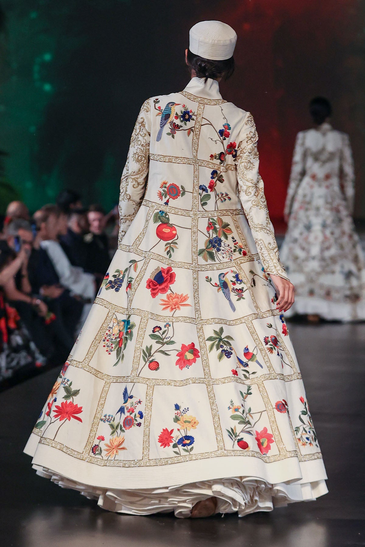 Chanderi Long Jacket With Floral Embroidery