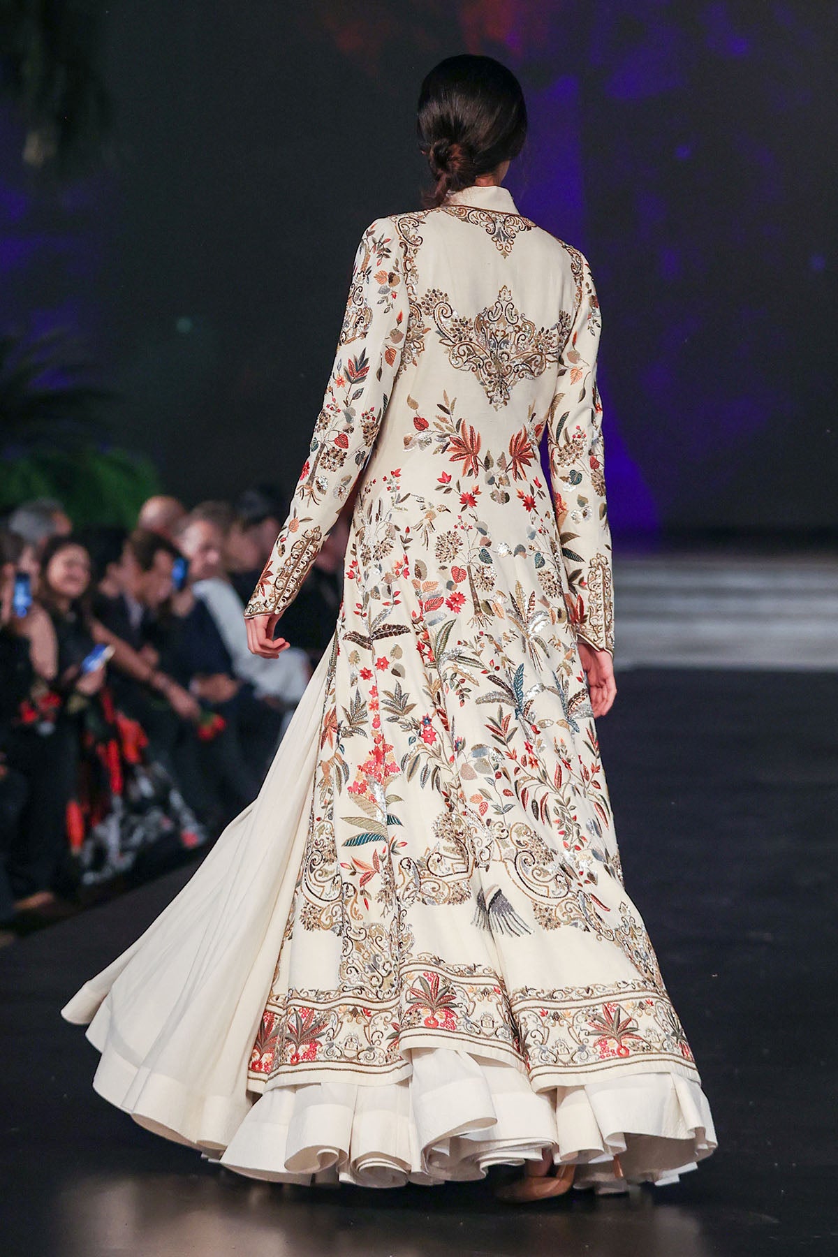 Matka Silk Long Jacket With Floral Embroidered