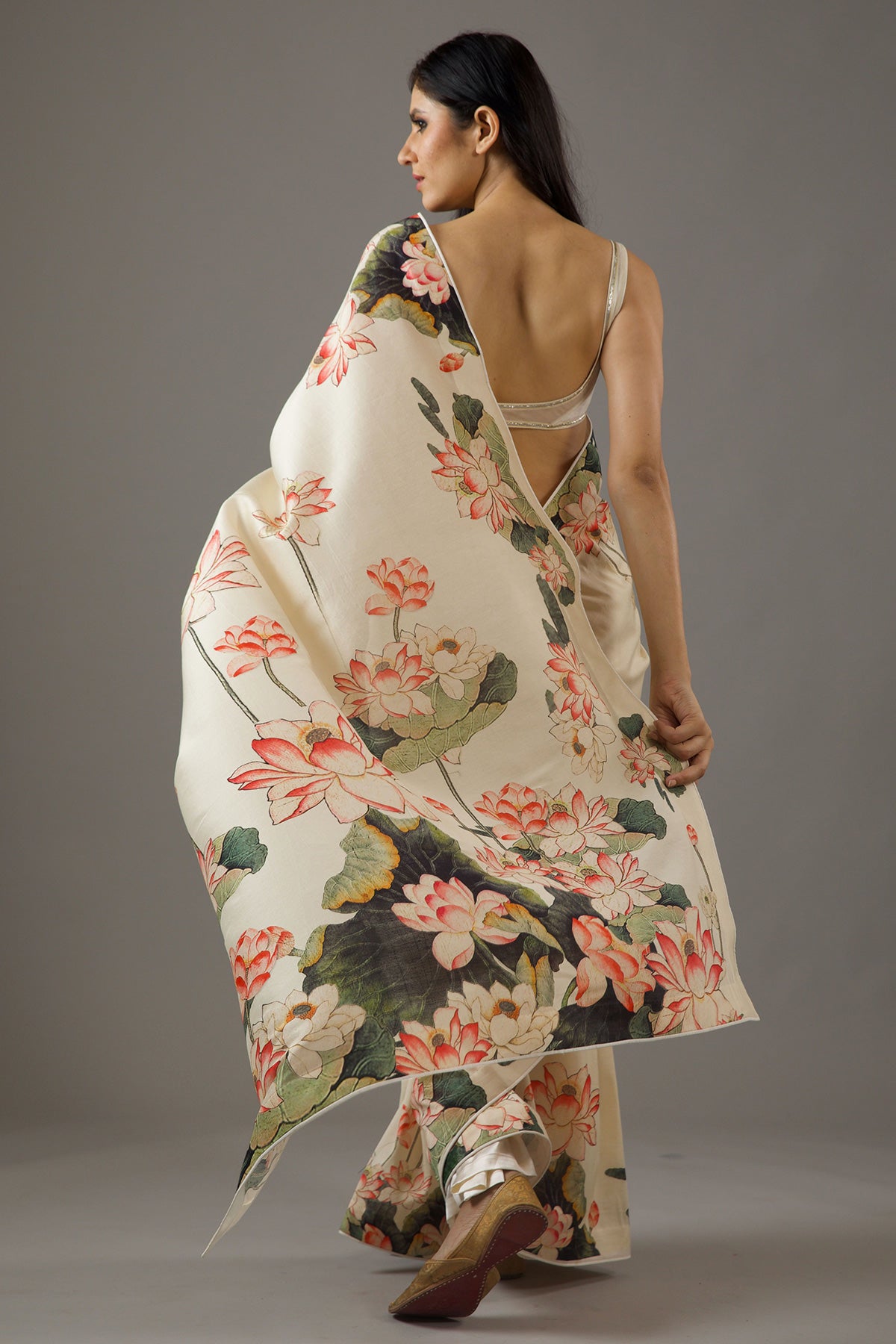 Chanderi Silk Saree With Floral Digital Print