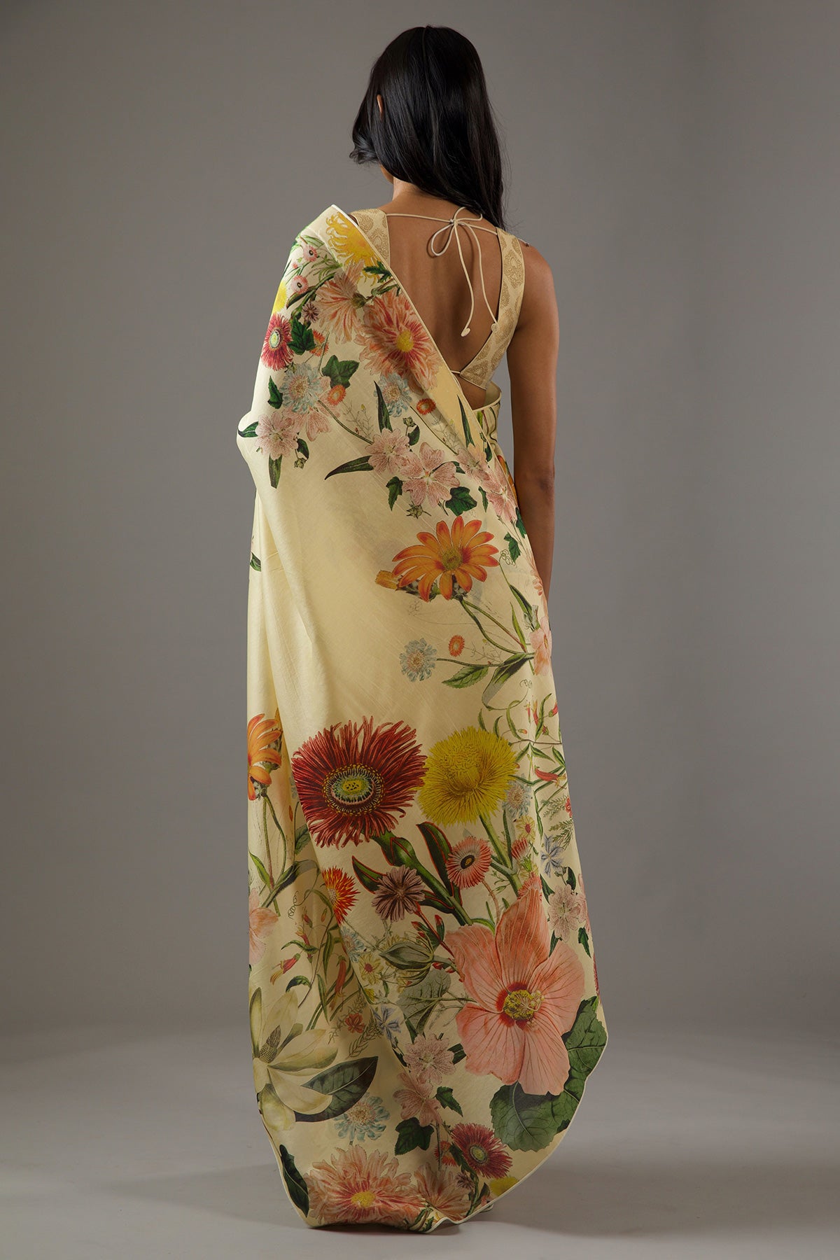 Chanderi Silk Saree With Floral Digital Print