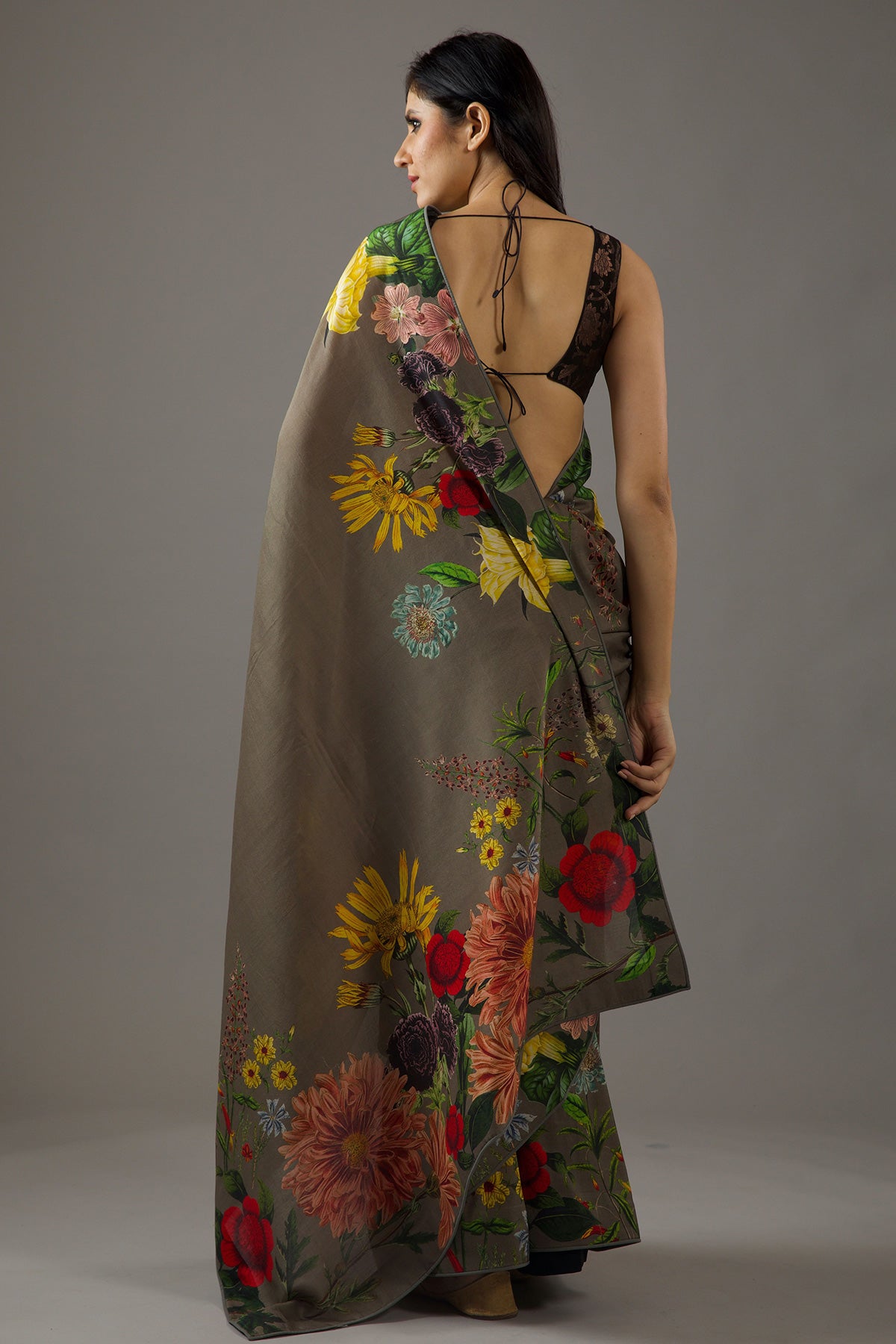 Chanderi Silk Saree With Floral Digital Print