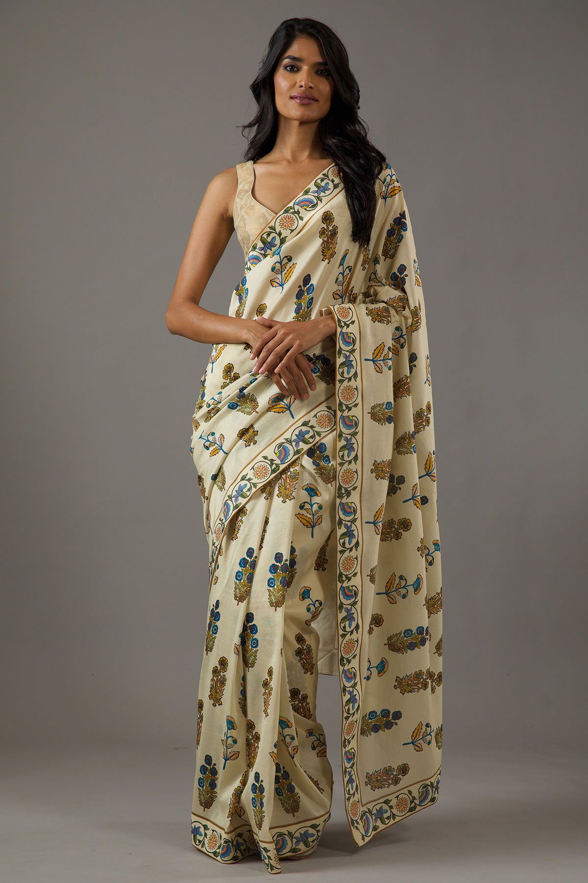 Chanderi Silk Saree With Floral Digital Print
