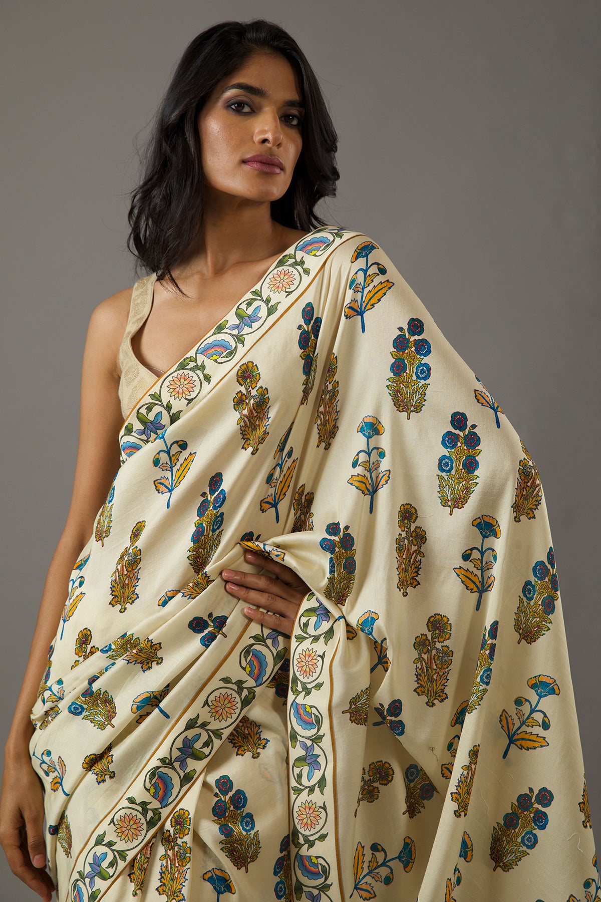 Chanderi Silk Saree With Floral Digital Print