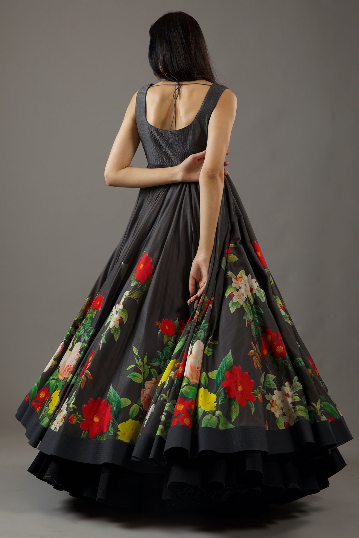 Chanderi Anarkali Set With Floral Print
