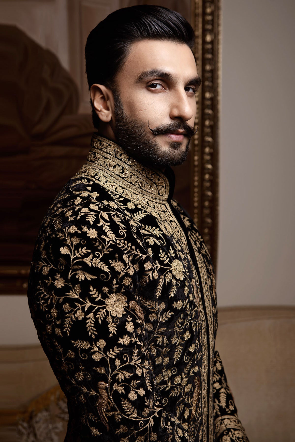 Embroidered Black Velvet Sherwani