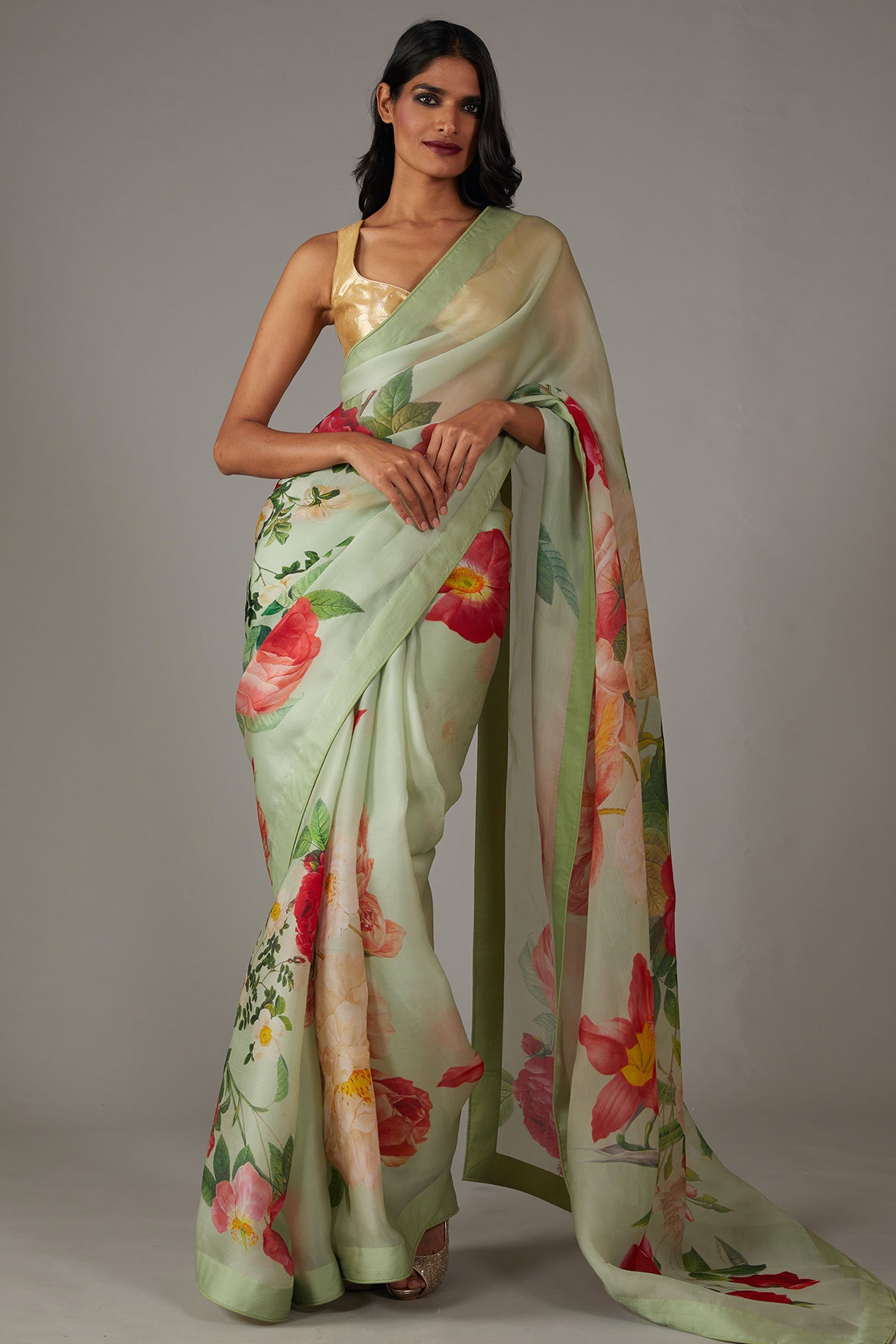 Organza Saree With Floral Digital Print