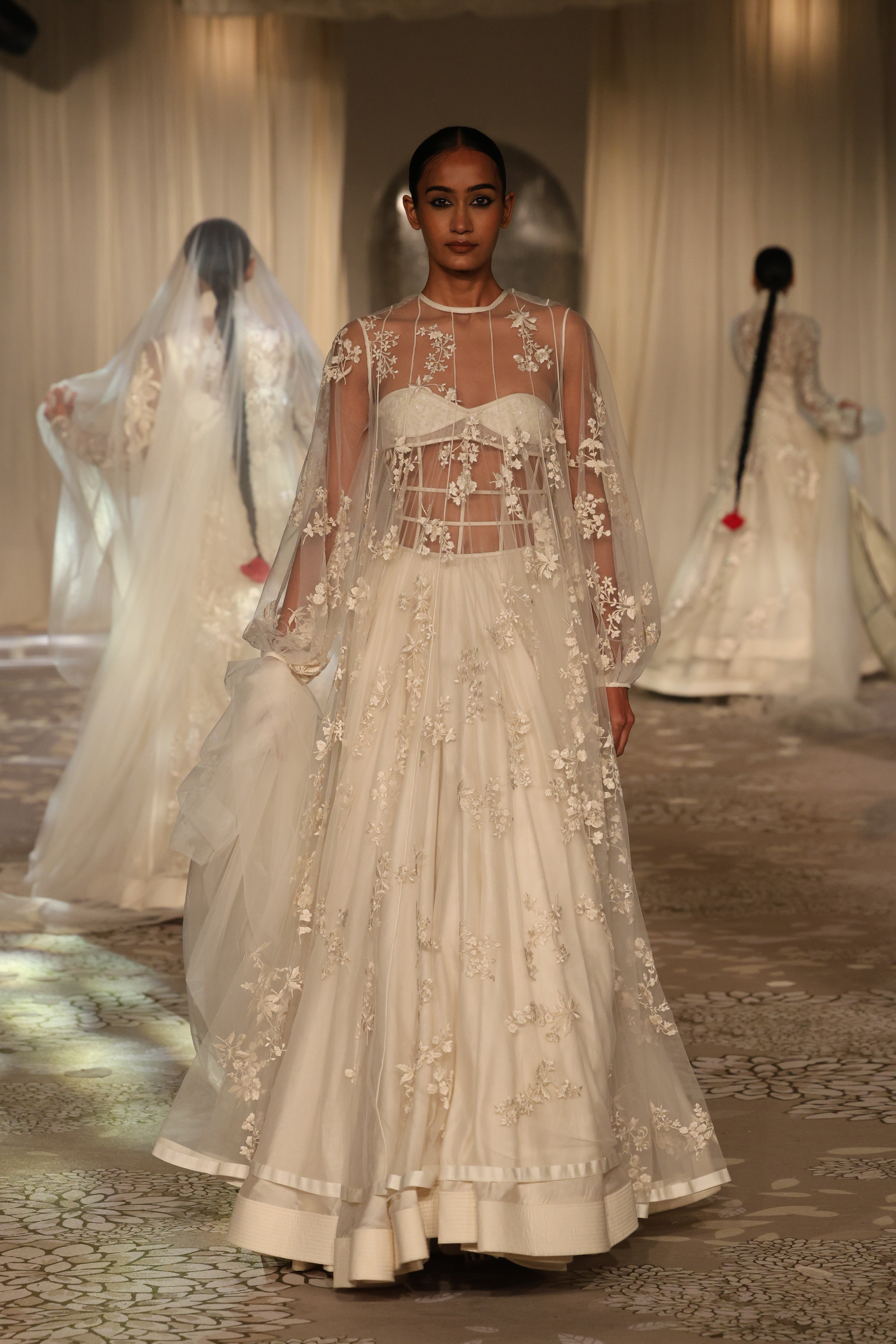 Net Dress with Resham Embroidery