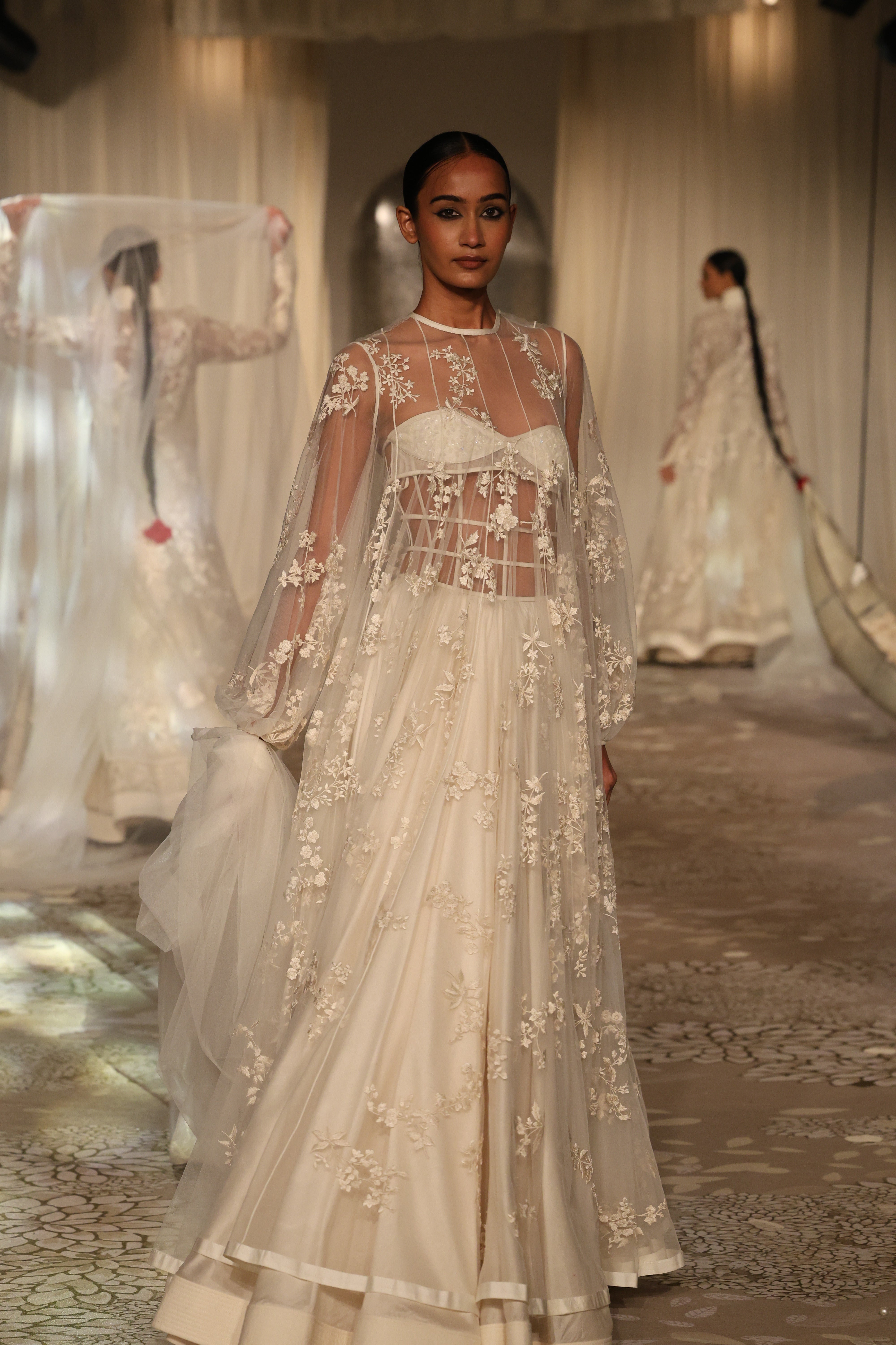 Net Dress with Resham Embroidery
