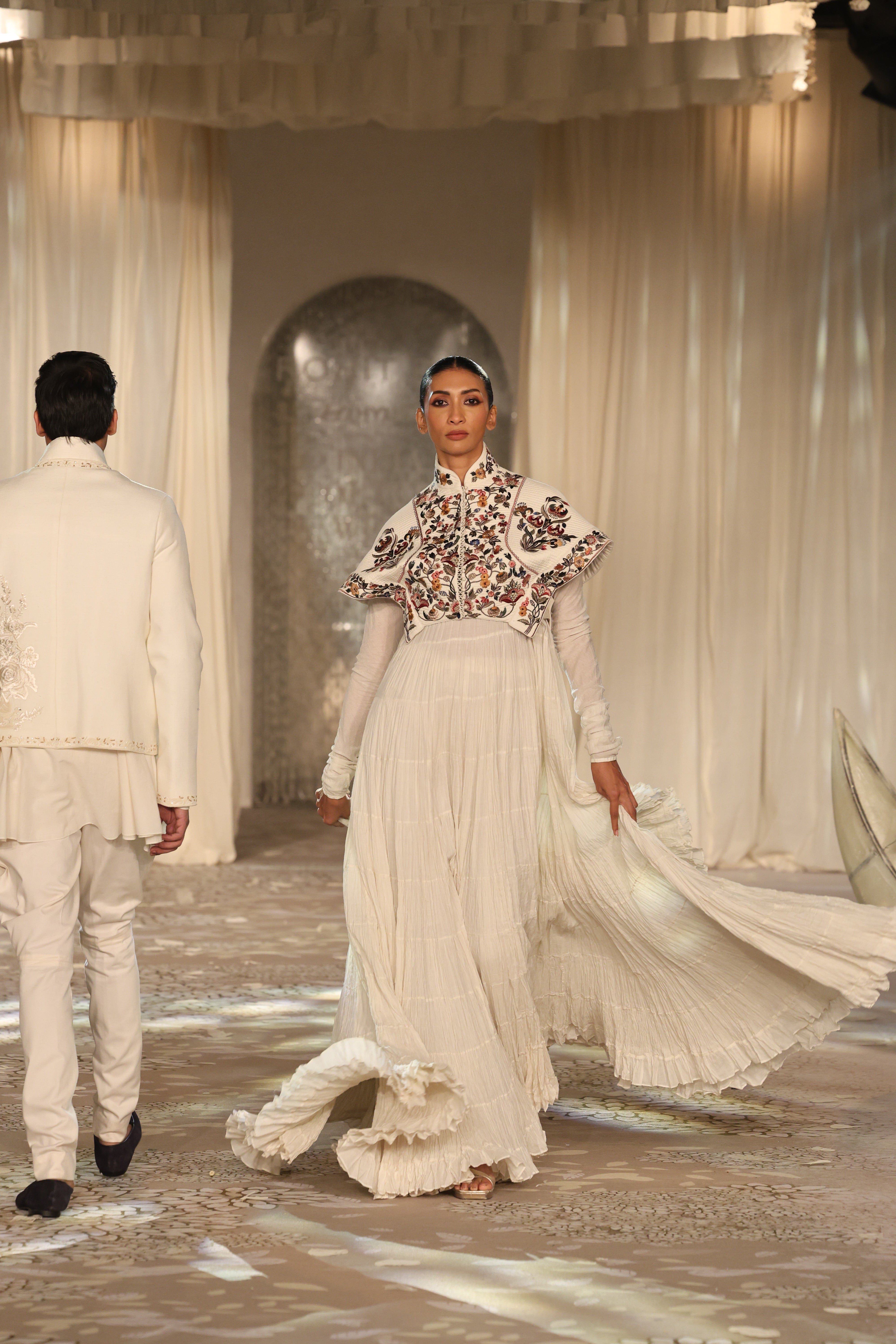 Ivory Matka Embroidered Short Jacket