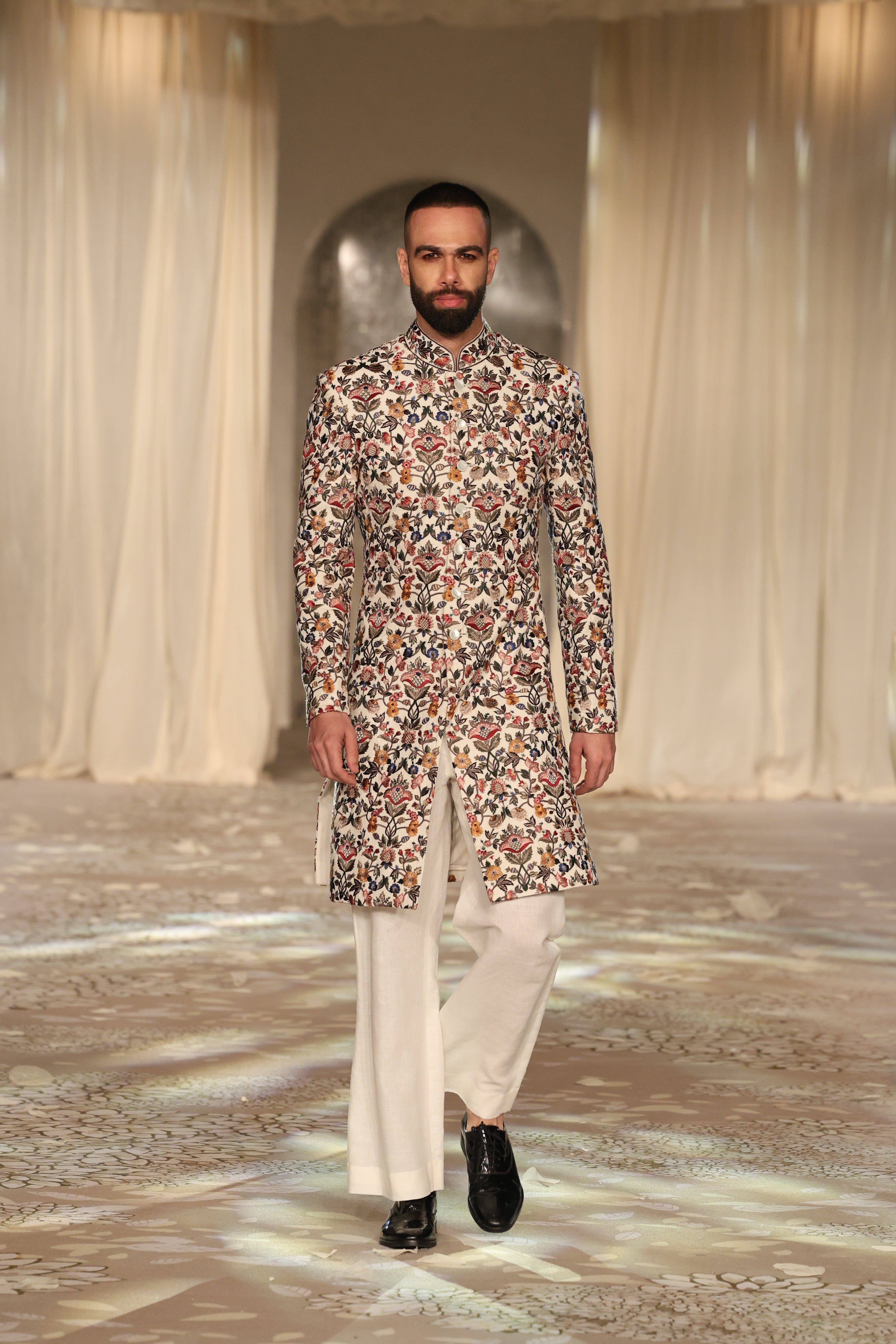 Matka Silk Sherwani With Embroidery