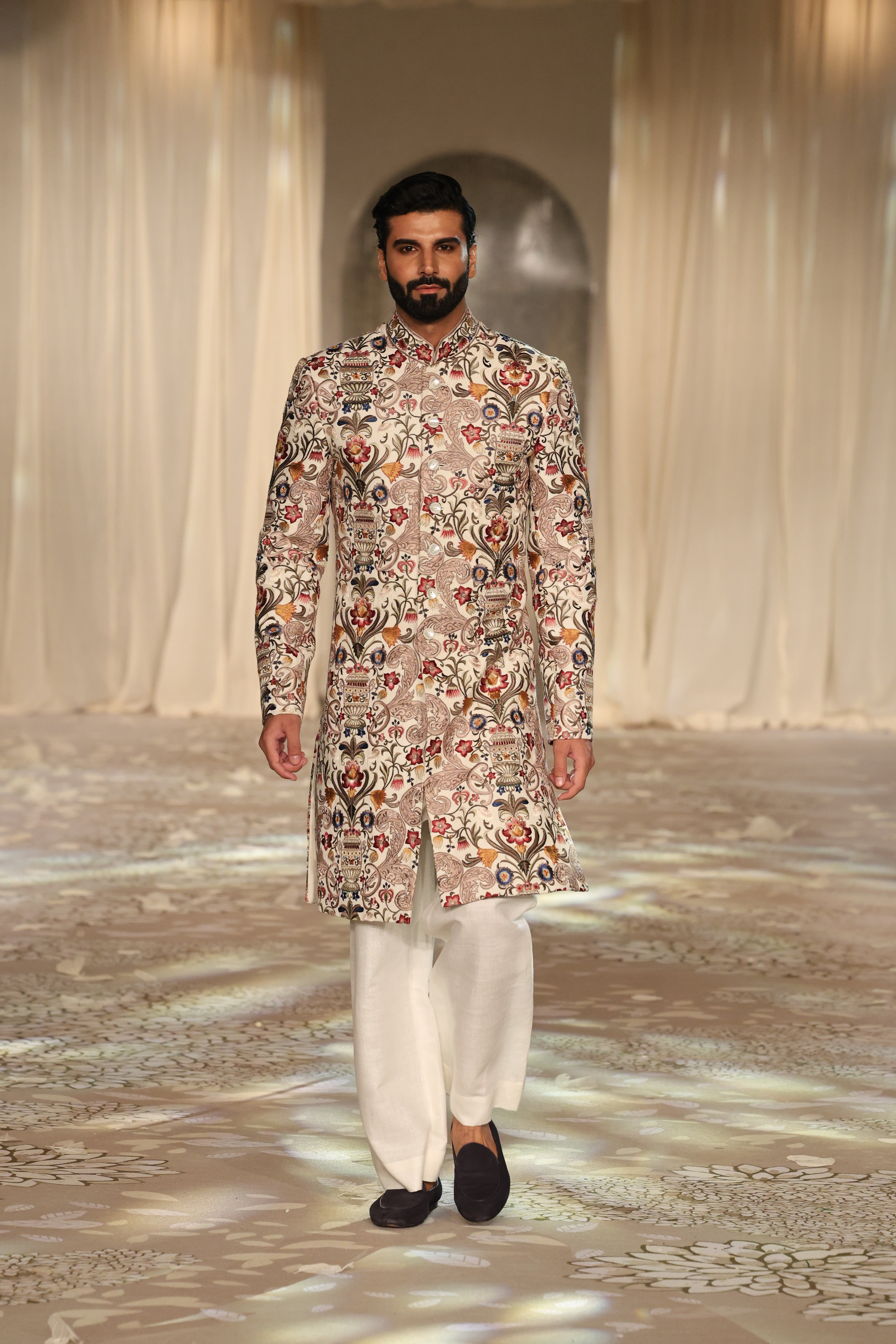 Matka Silk Sherwani With Embroidery