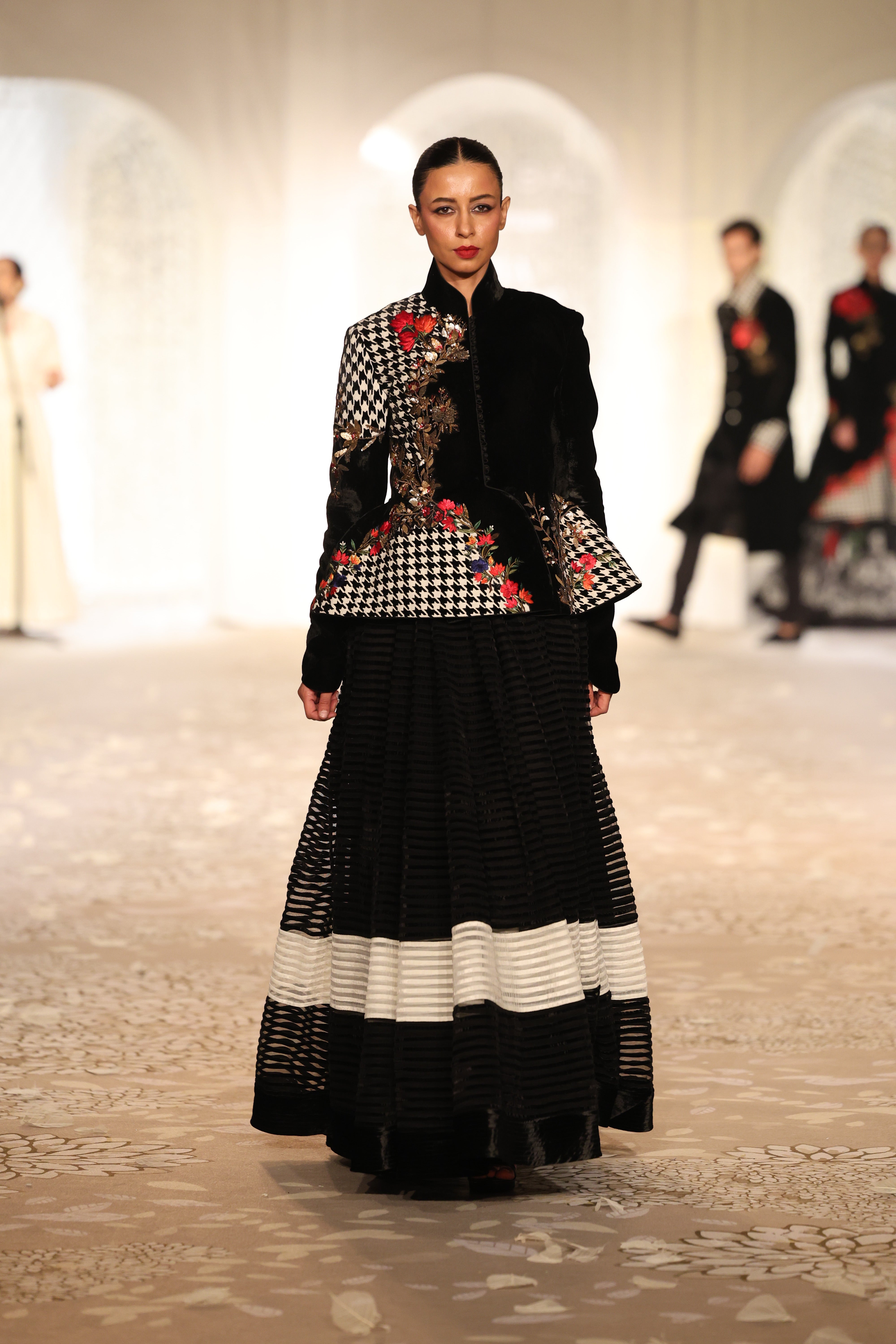 Velvet Applique Jacket with Floral Embroidery