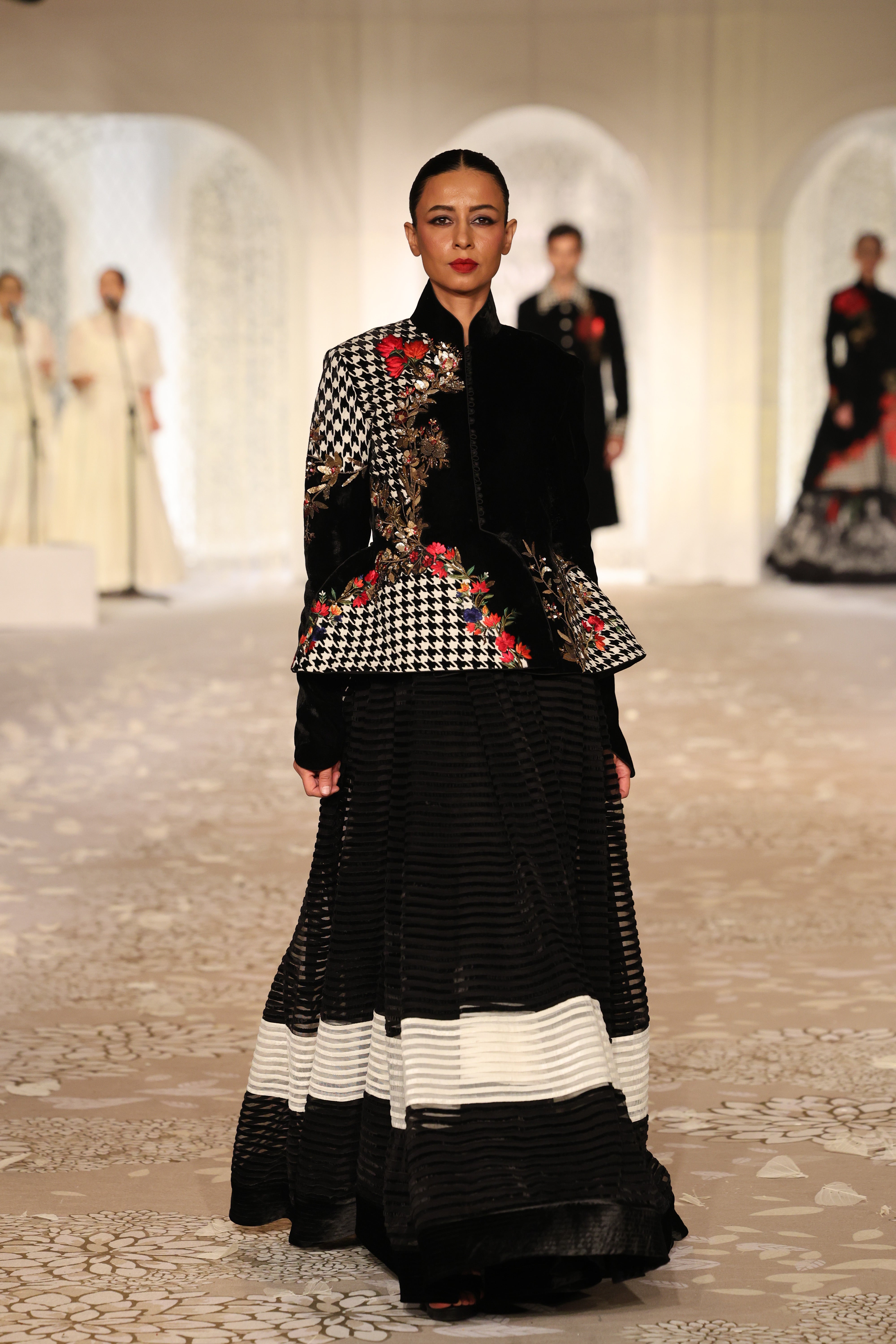 Velvet Applique Jacket with Floral Embroidery