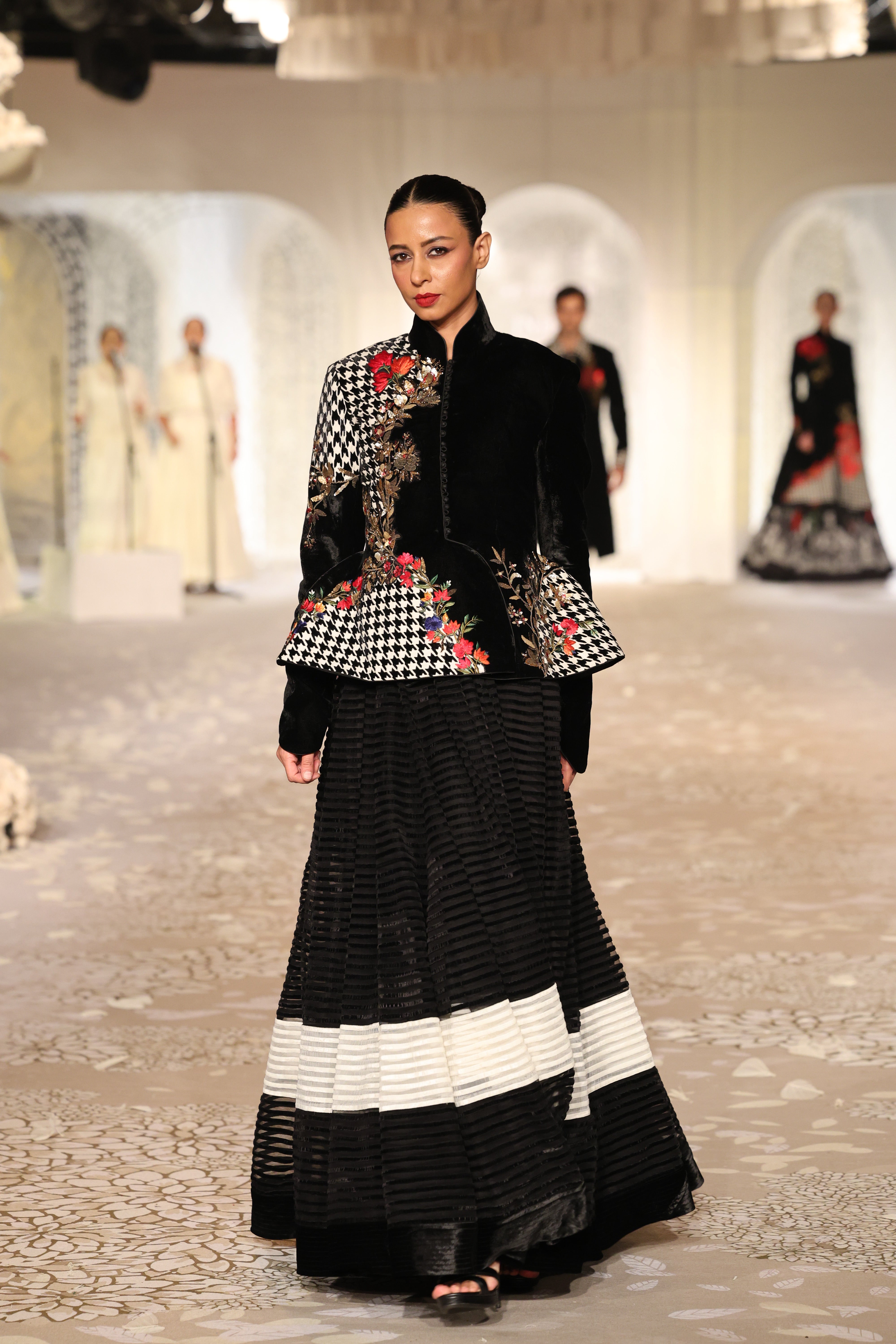 Velvet Applique Jacket with Floral Embroidery