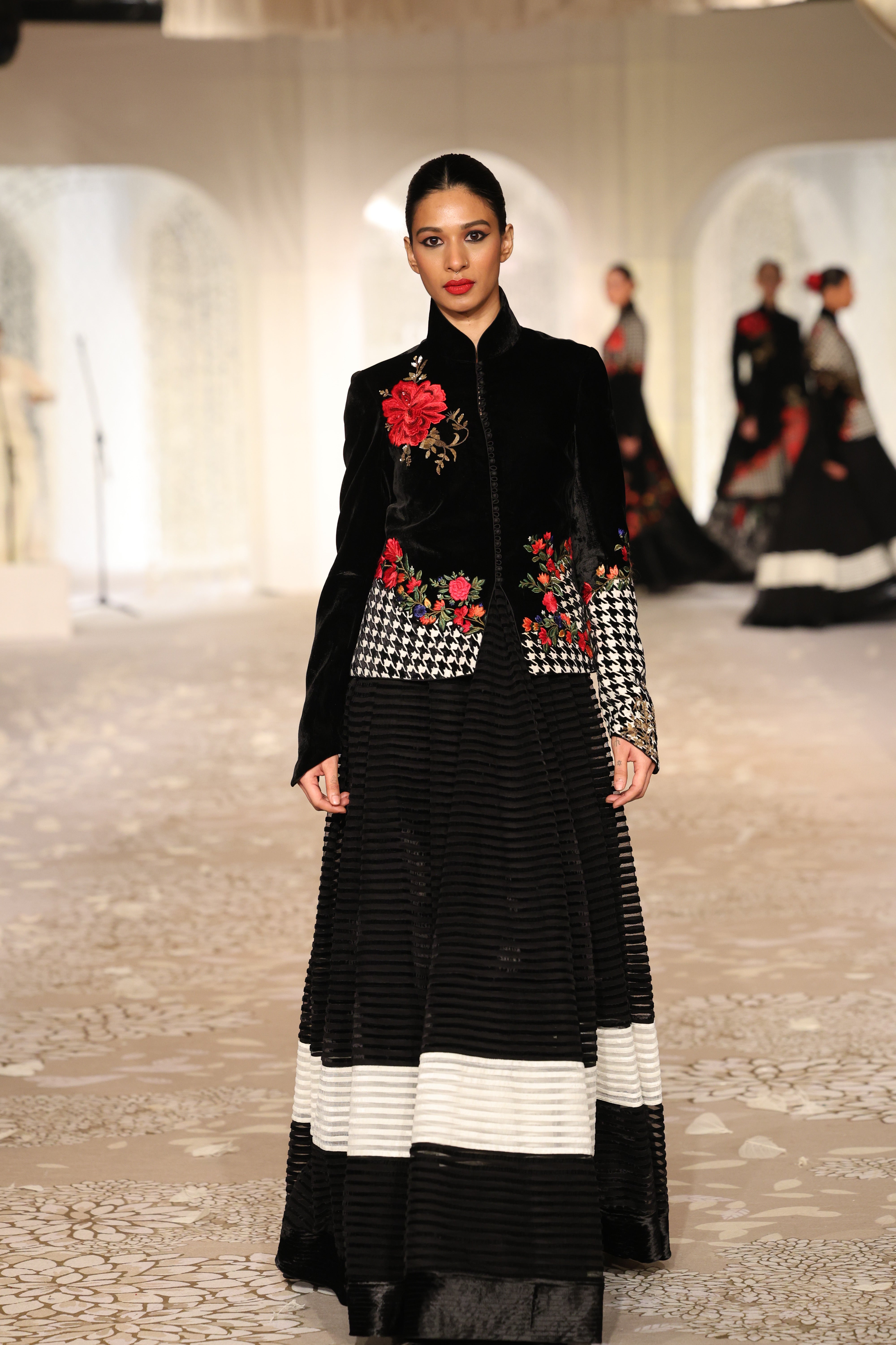 Velvet Applique Jacket with Floral Embroidery