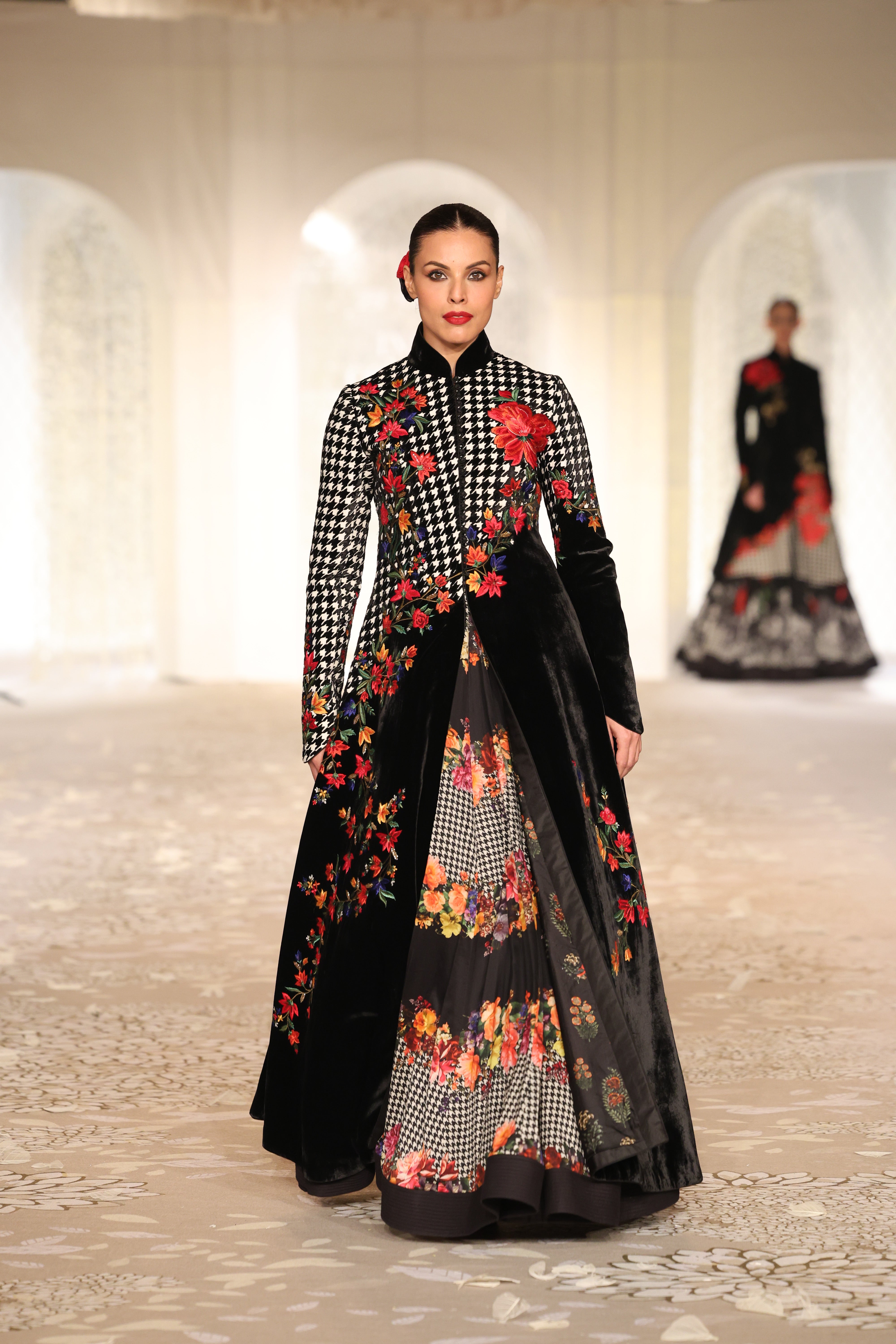 Velvet Applique Jacket with Floral Embroidery