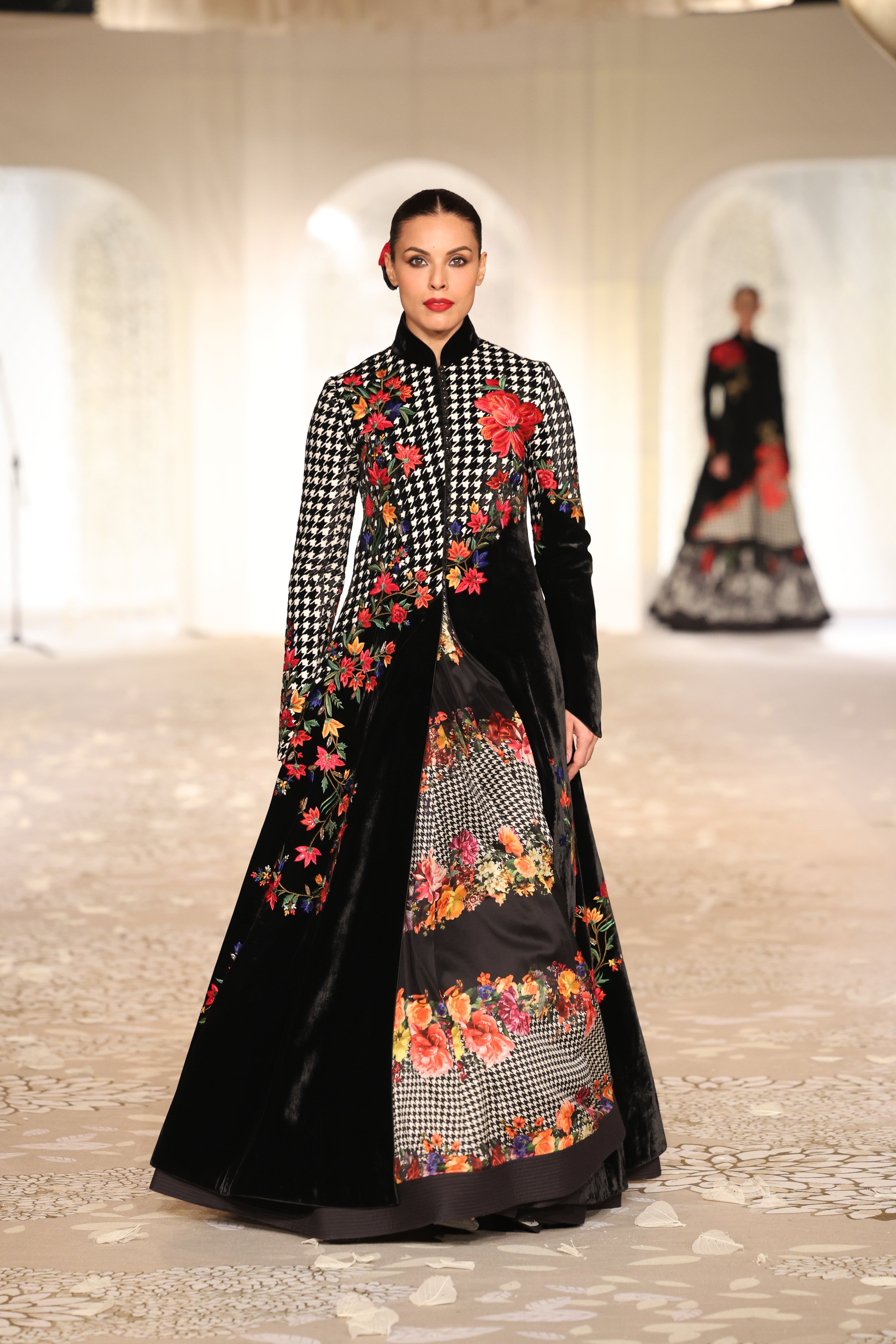 Velvet Applique Jacket with Floral Embroidery
