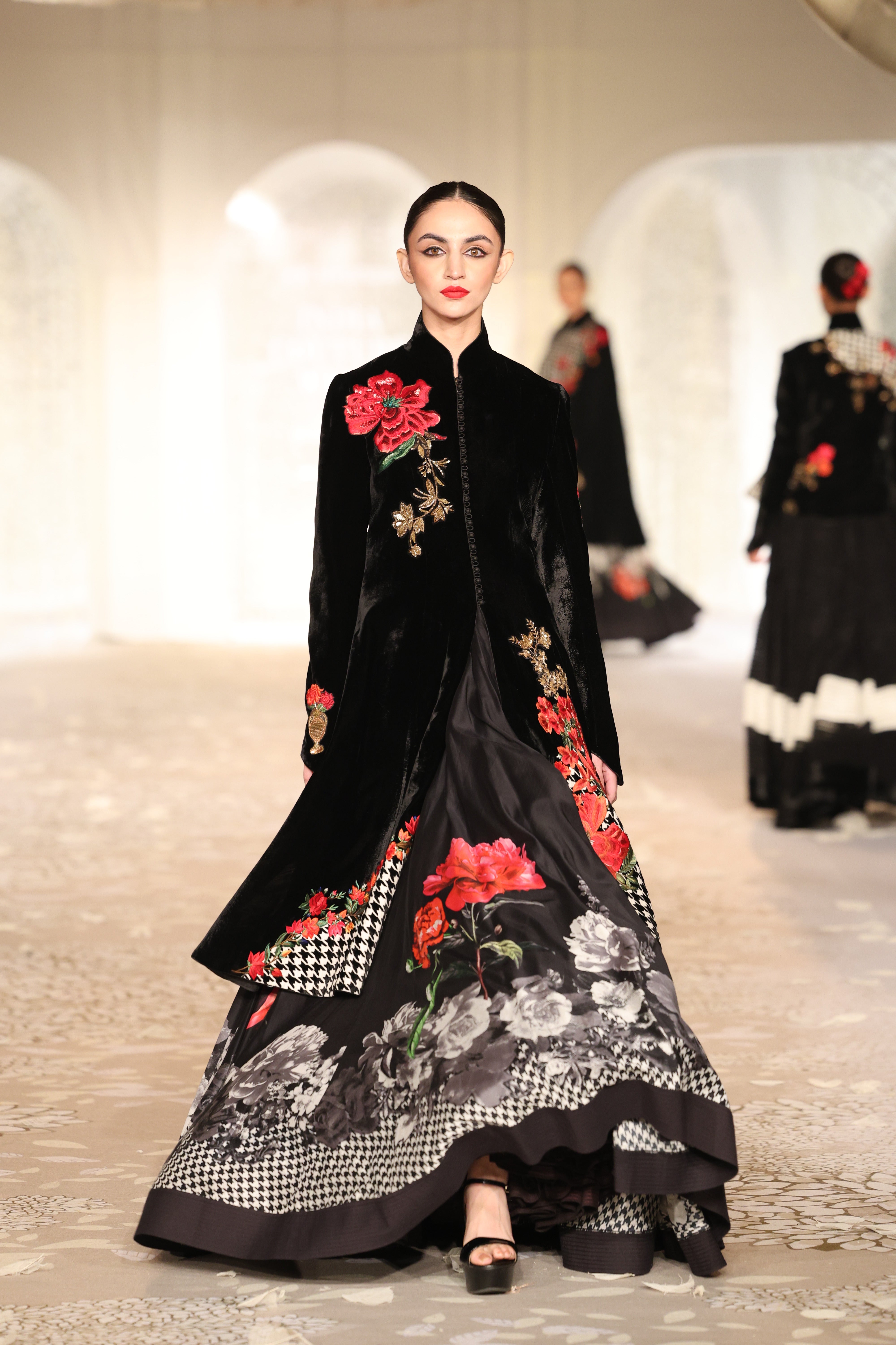 Velvet Applique Jacket with Floral Embroidery