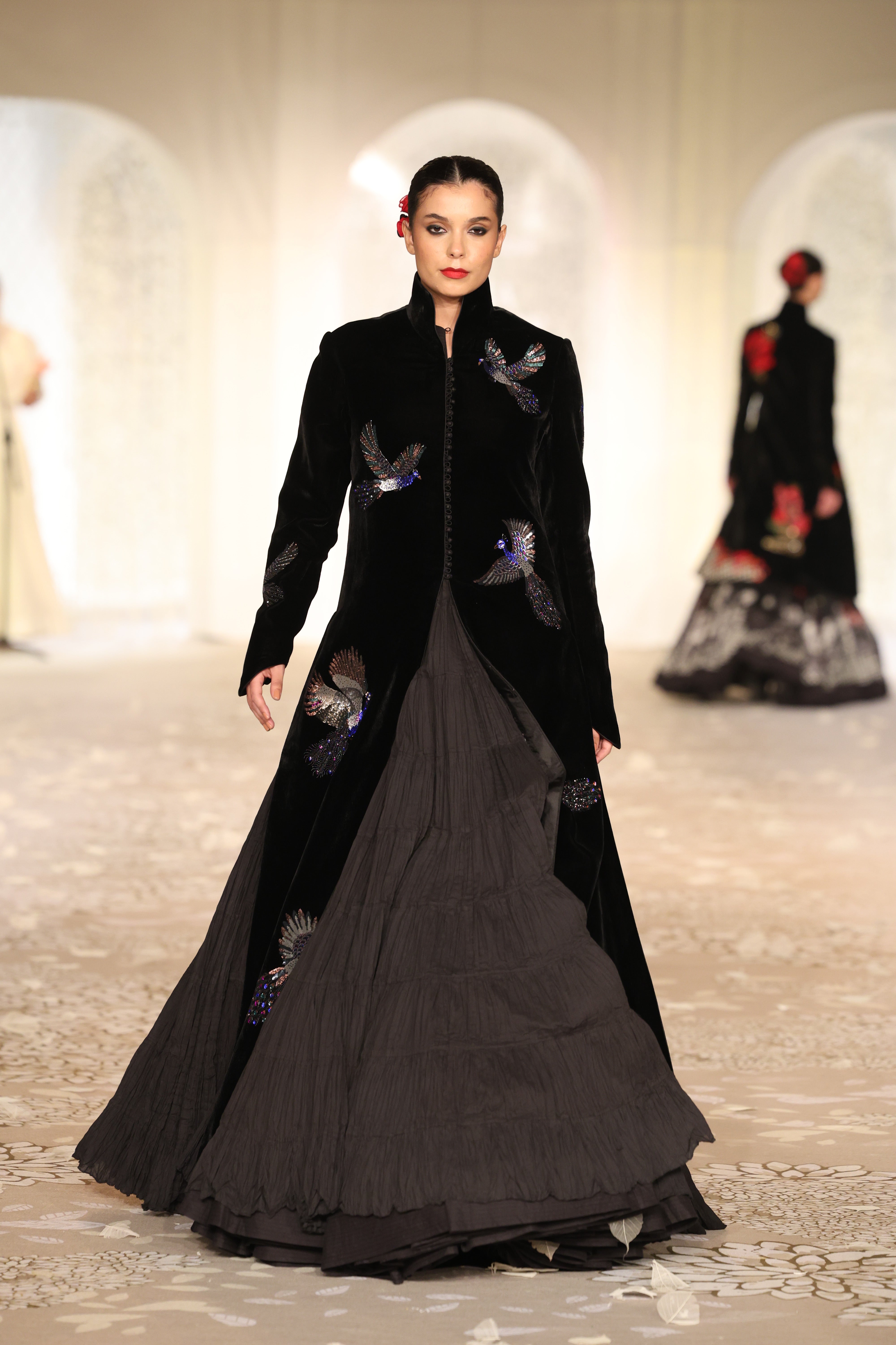 Velvet Embroidered Long Jacket