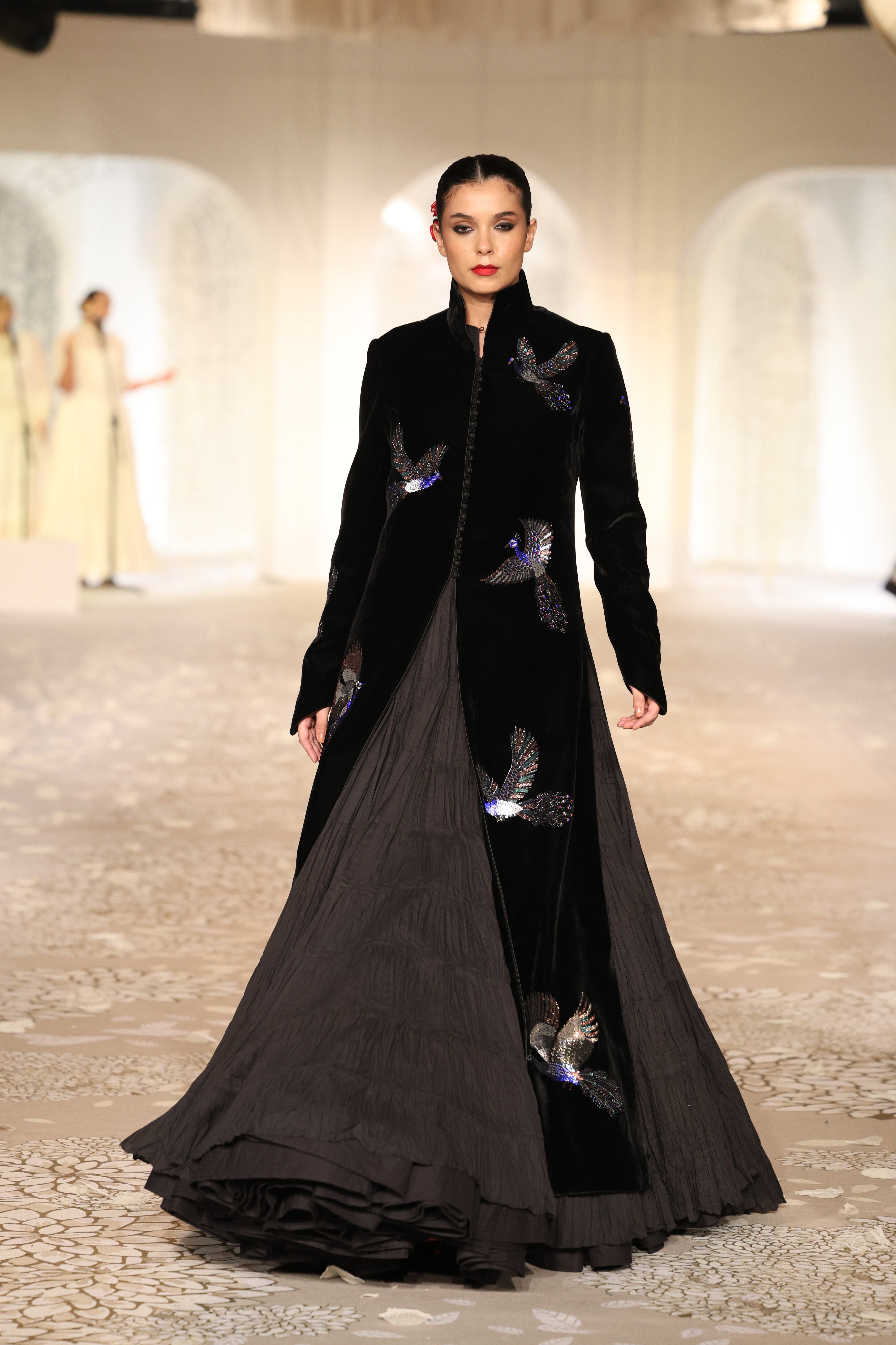 Velvet Embroidered Long Jacket