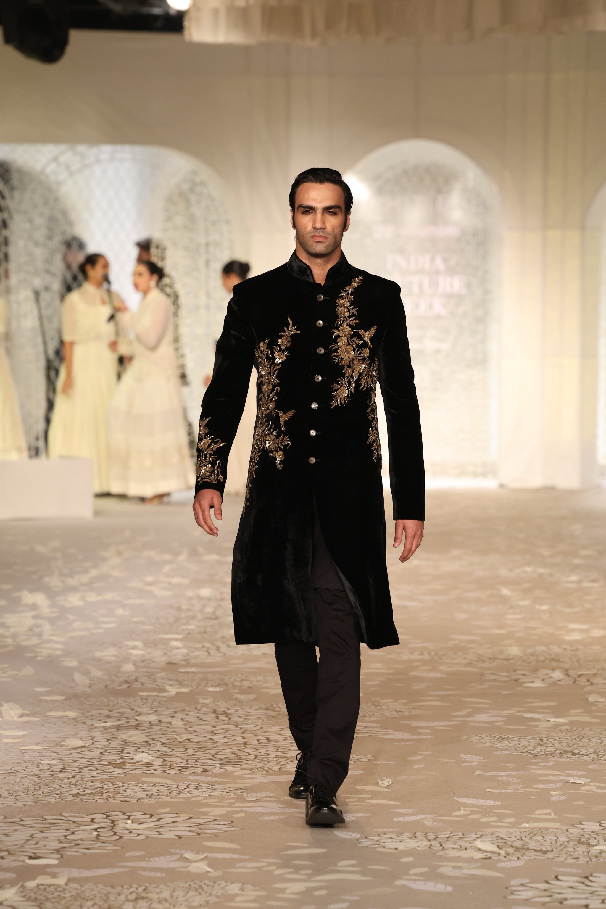 Velvet Sherwani With Embroidery