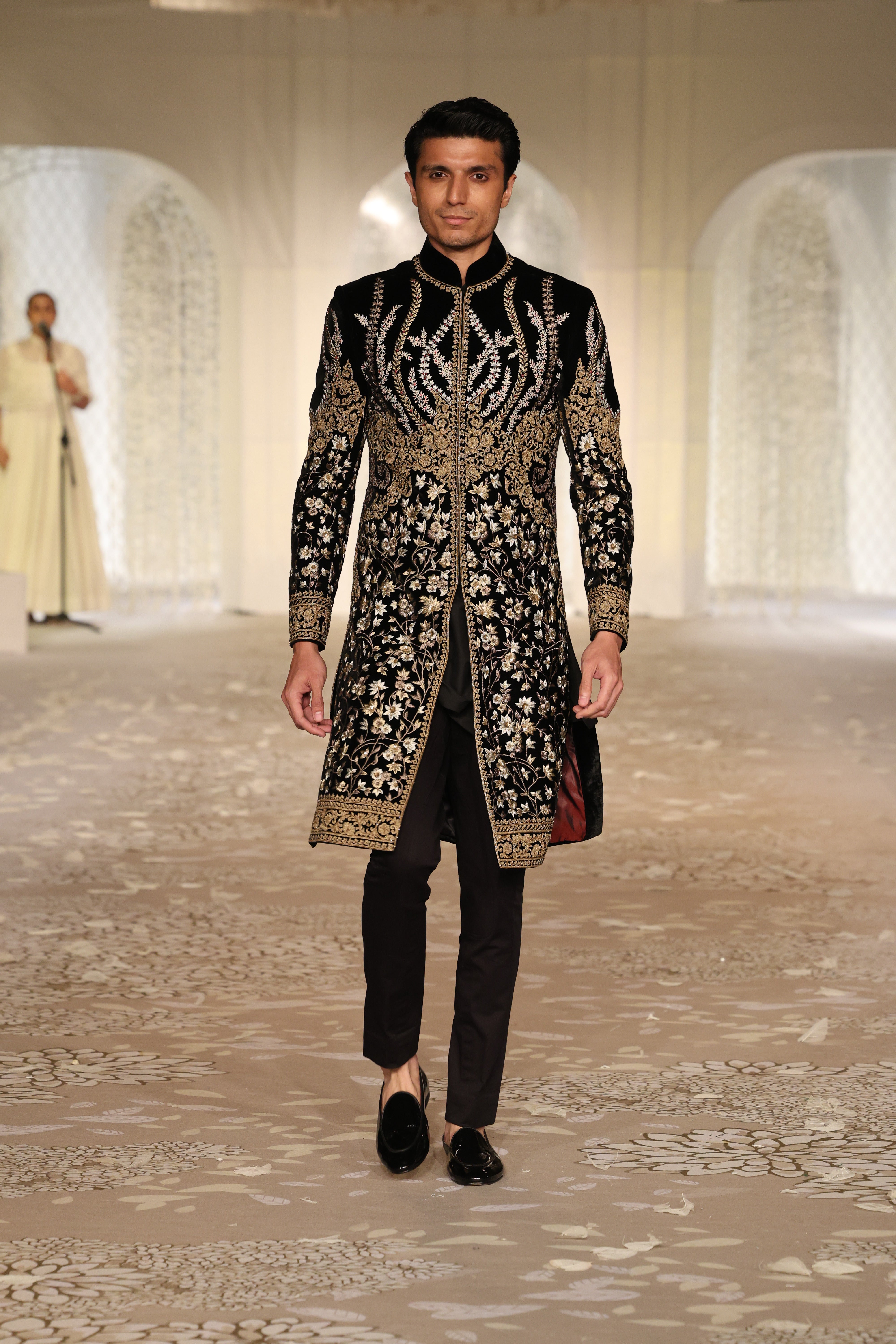 Velvet Sherwani with Embroidery