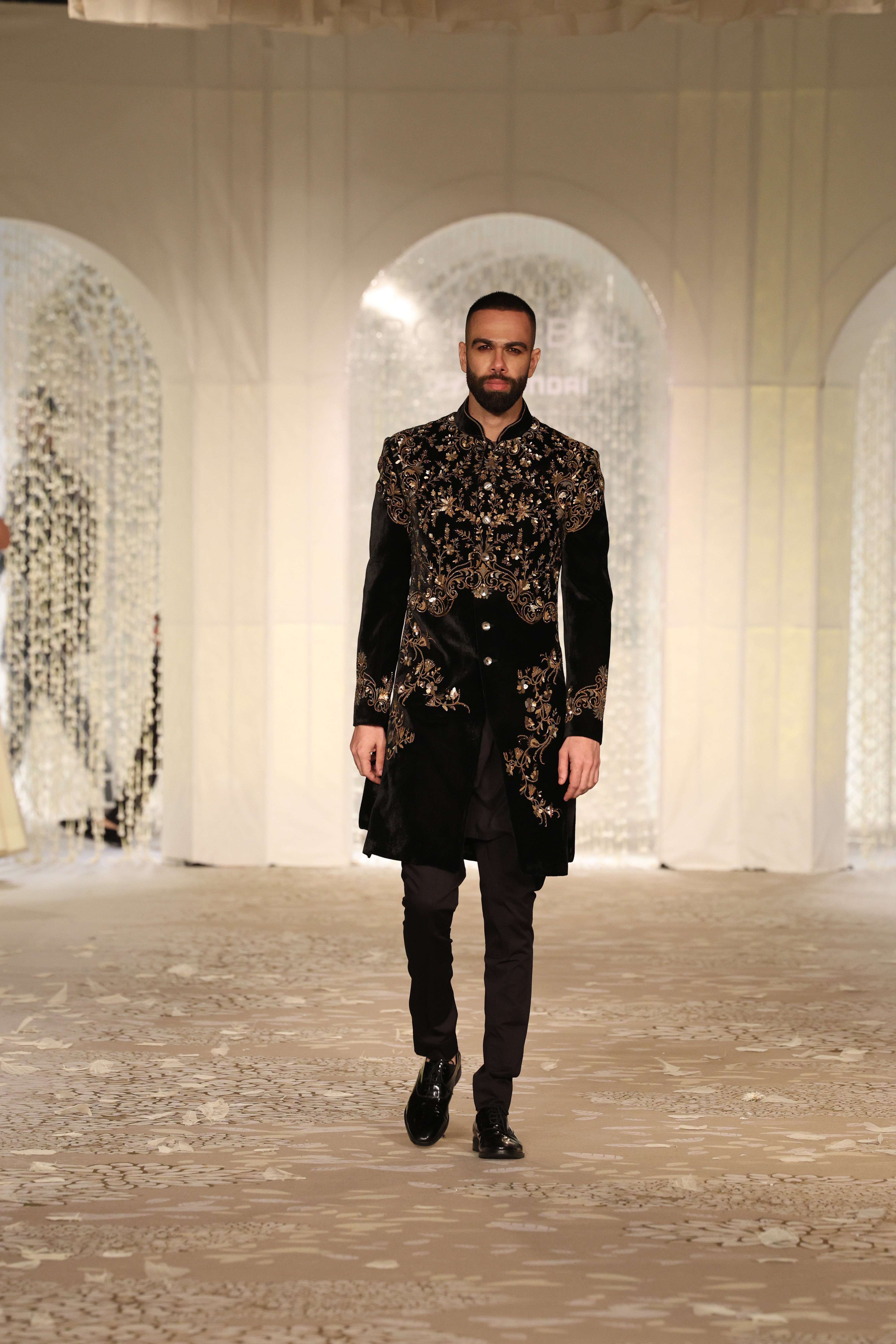 Velvet Sherwani With Embroidery