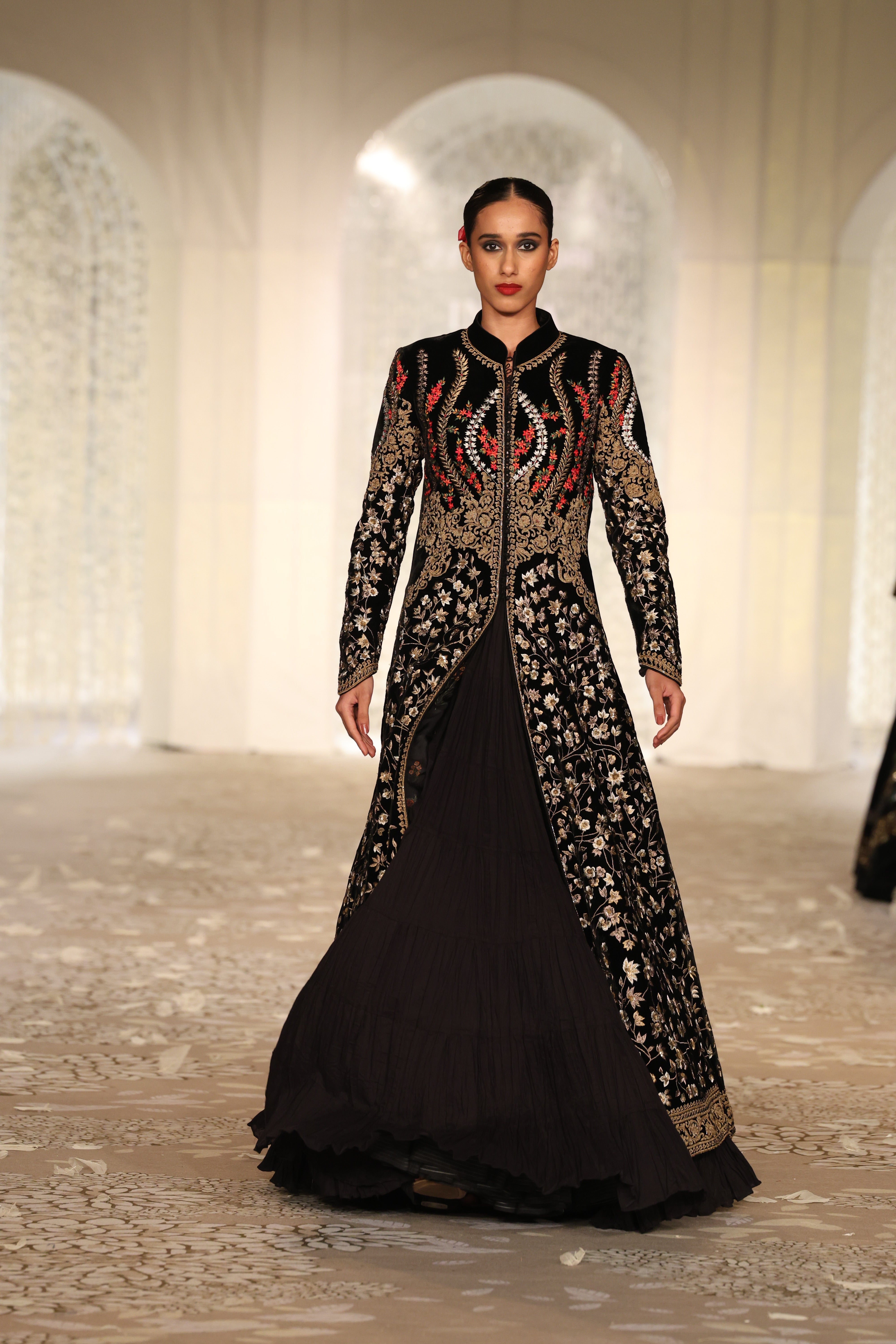 Velvet Embroidered Long Jacket