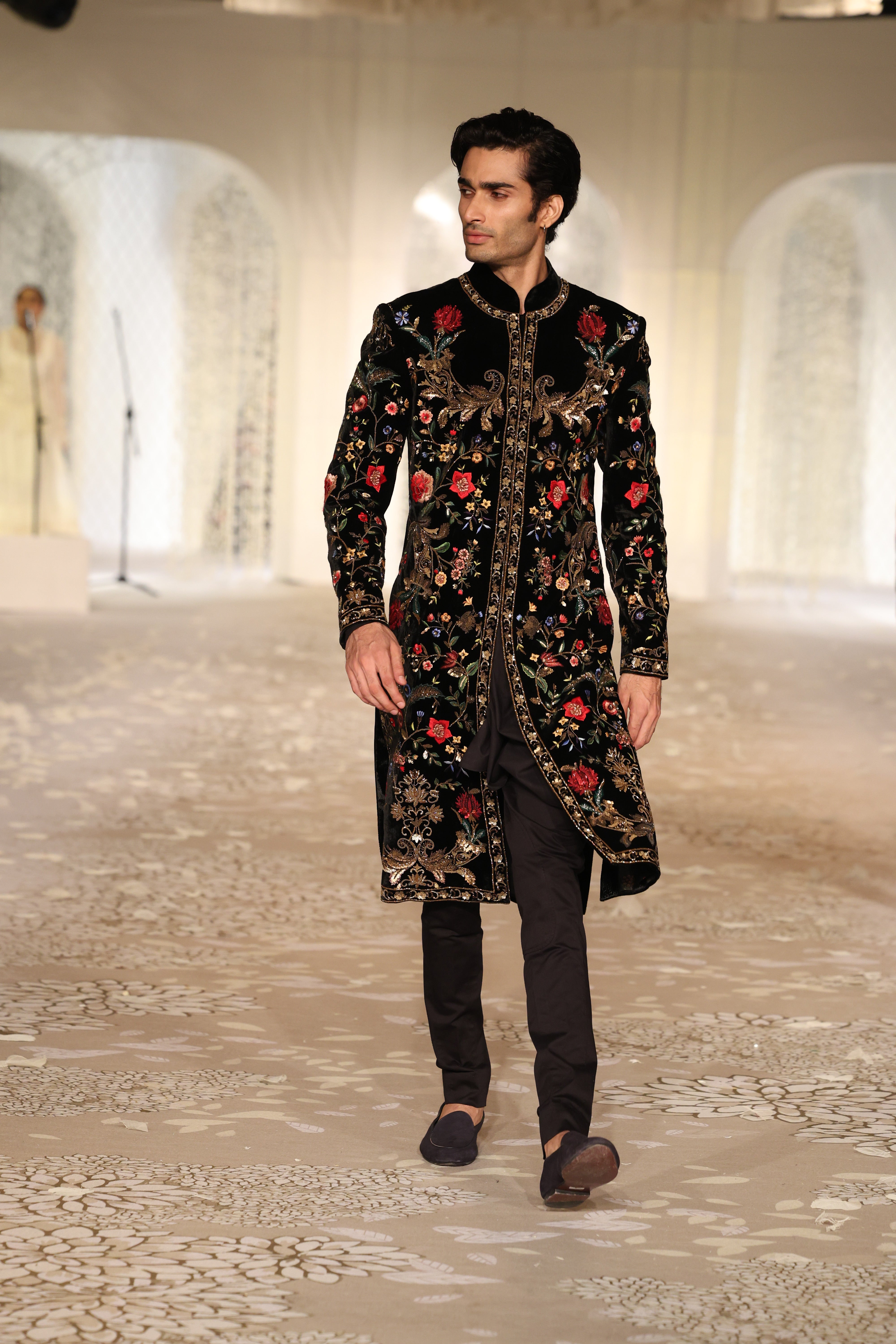 Velvet Sherwani With Embroidery