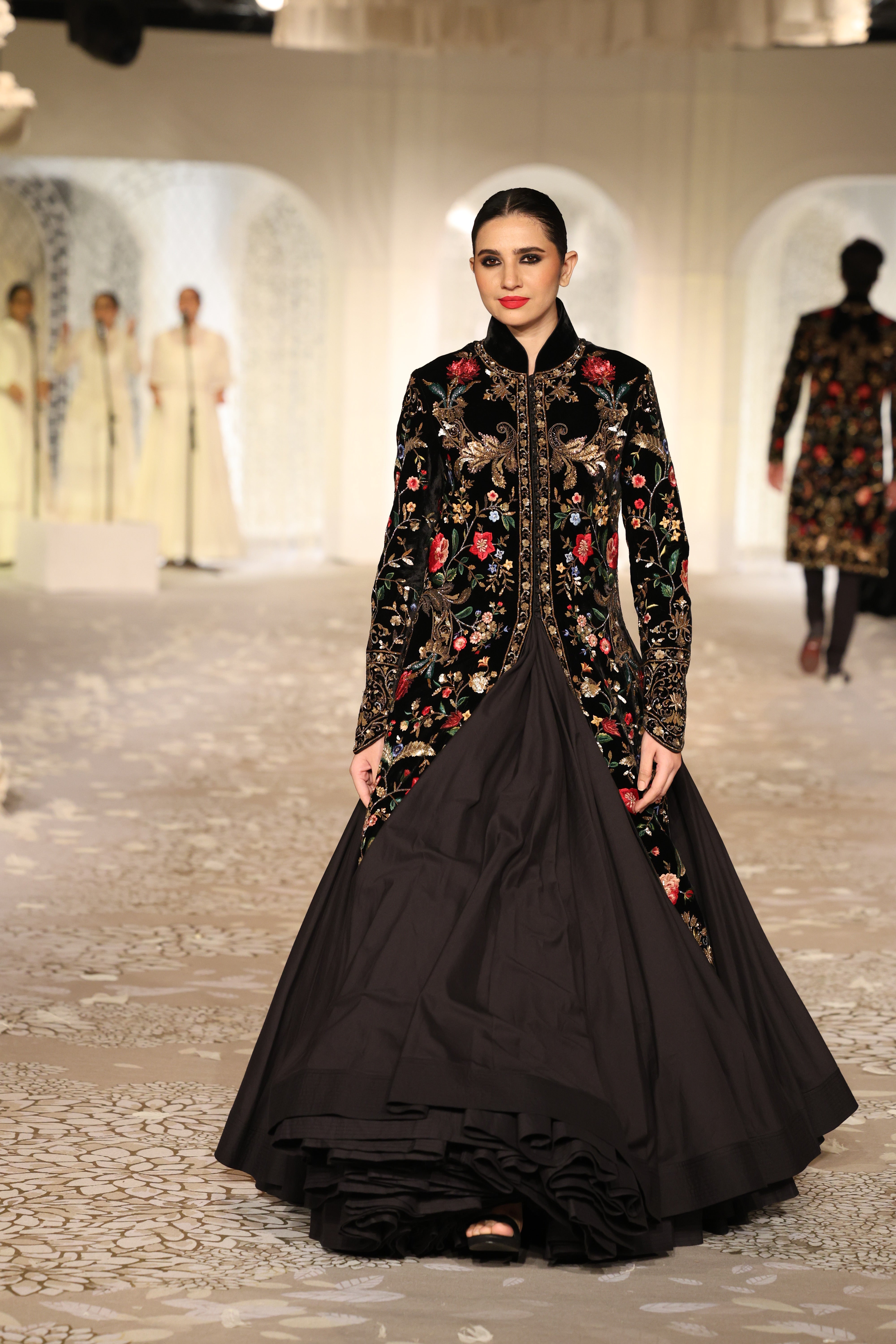 Velvet Embroidered Long Jacket