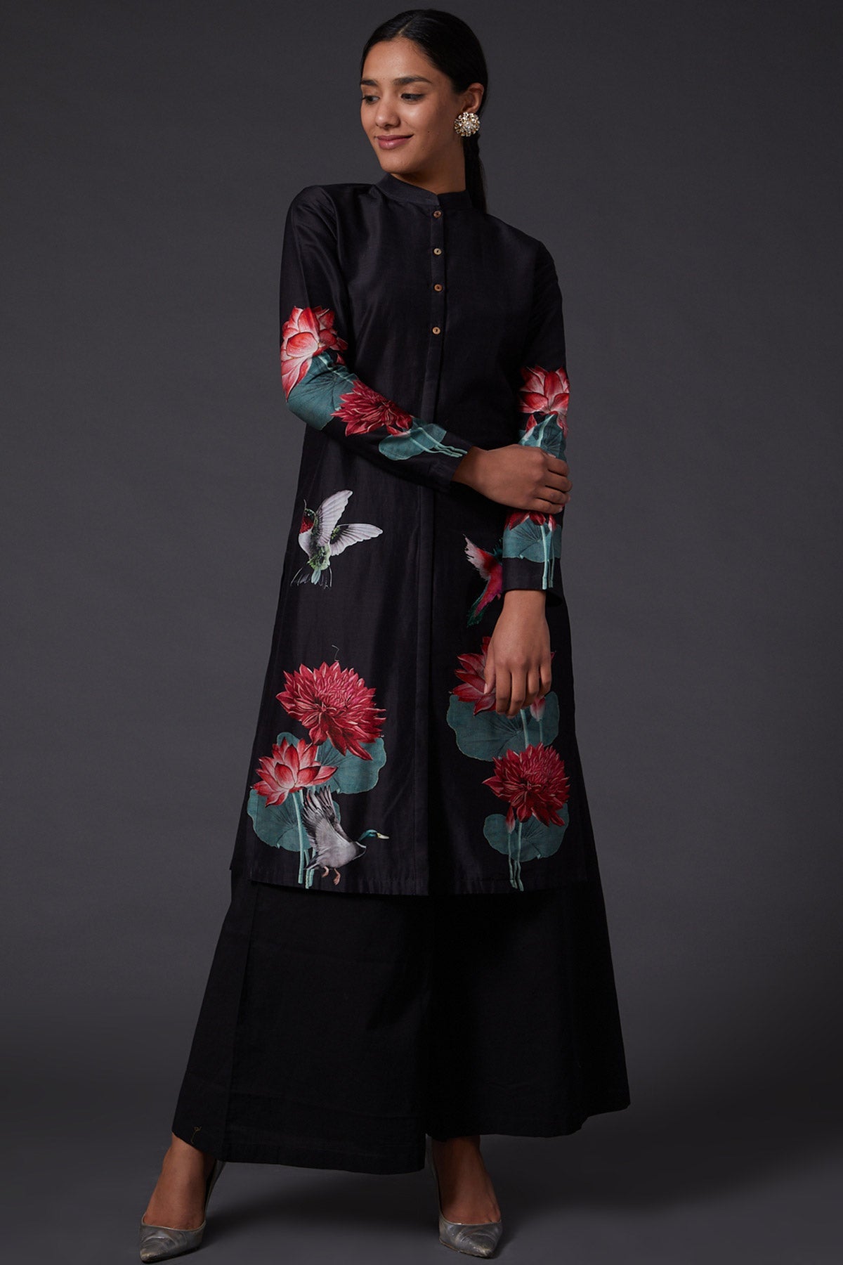 Black Digital Printed Tunic Set-RTS